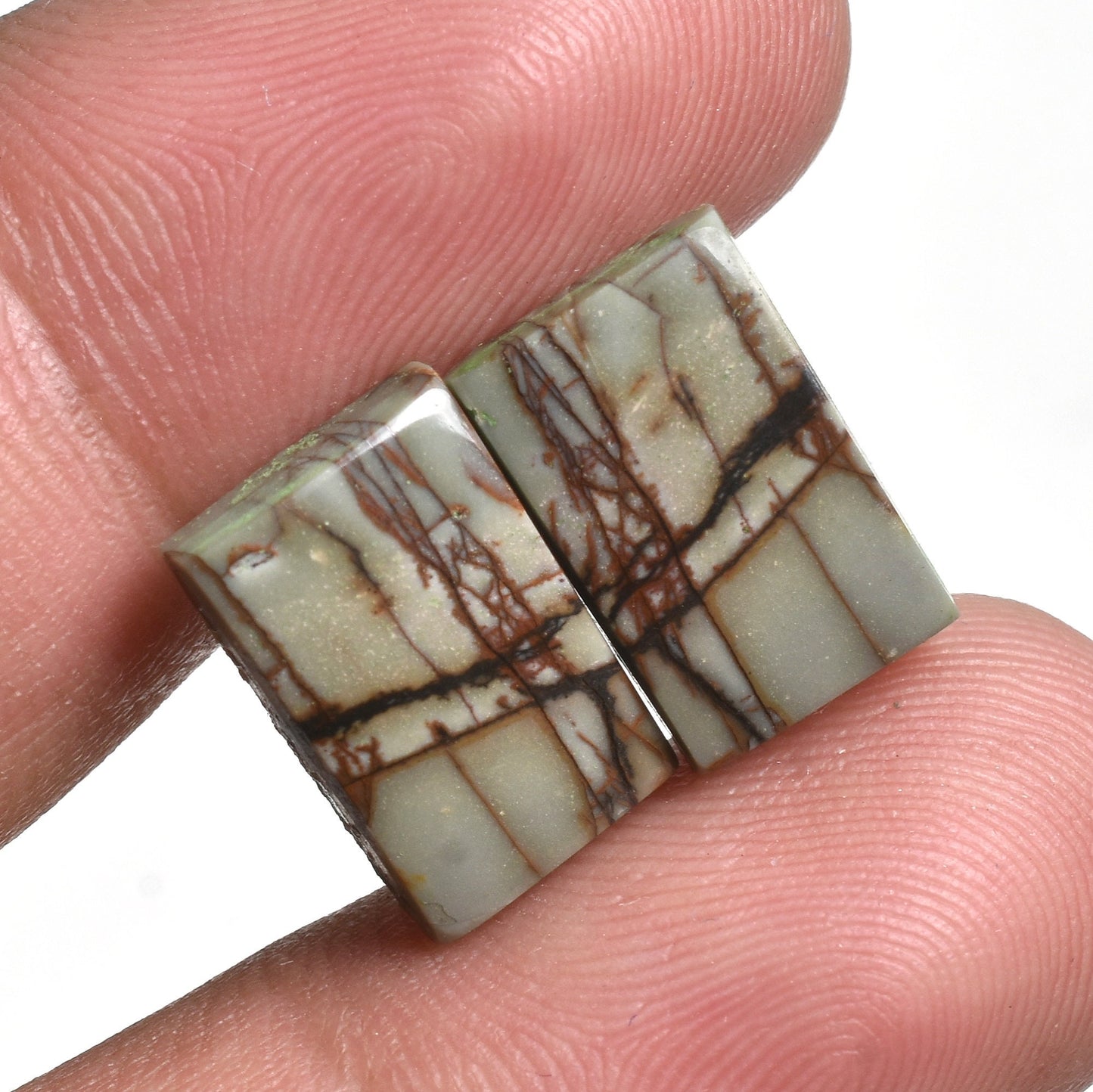 Beautiful Textured Red Cherry Jasper Gemstone Pair - Mix Shape Cabochon for Earrings