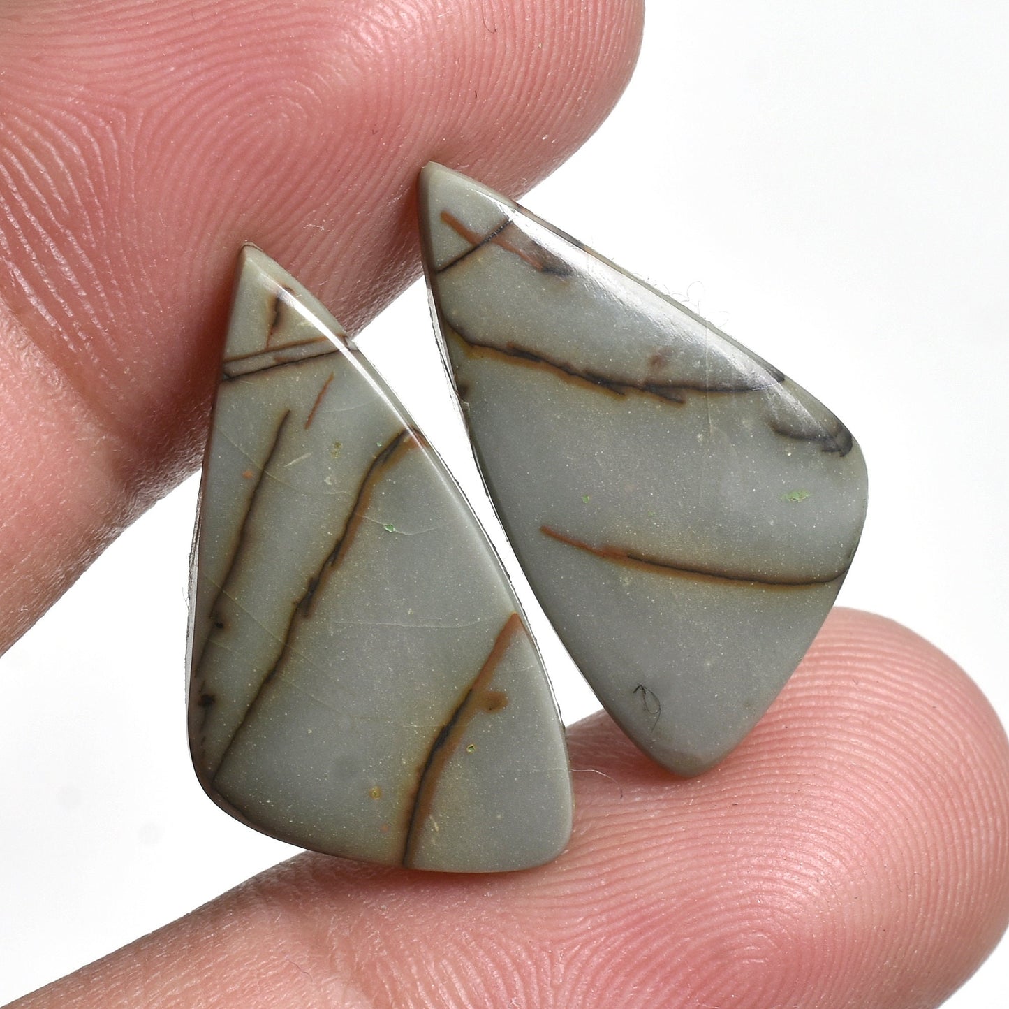 Beautiful Textured Red Cherry Jasper Gemstone Pair - Mix Shape Cabochon for Earrings