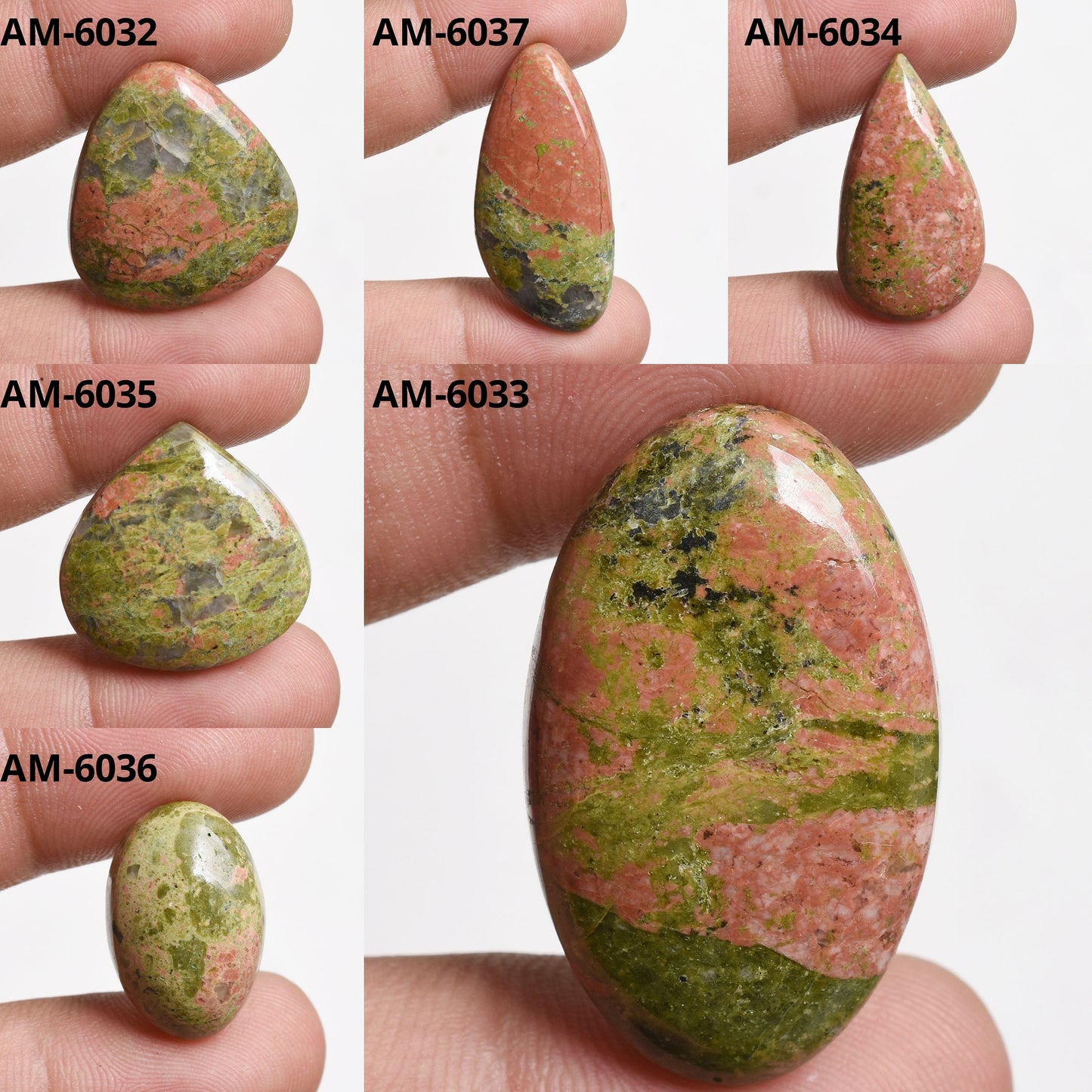 Amazing Natural Green Unakite Cabochon – Mixed Shape Smooth Loose Gemstone