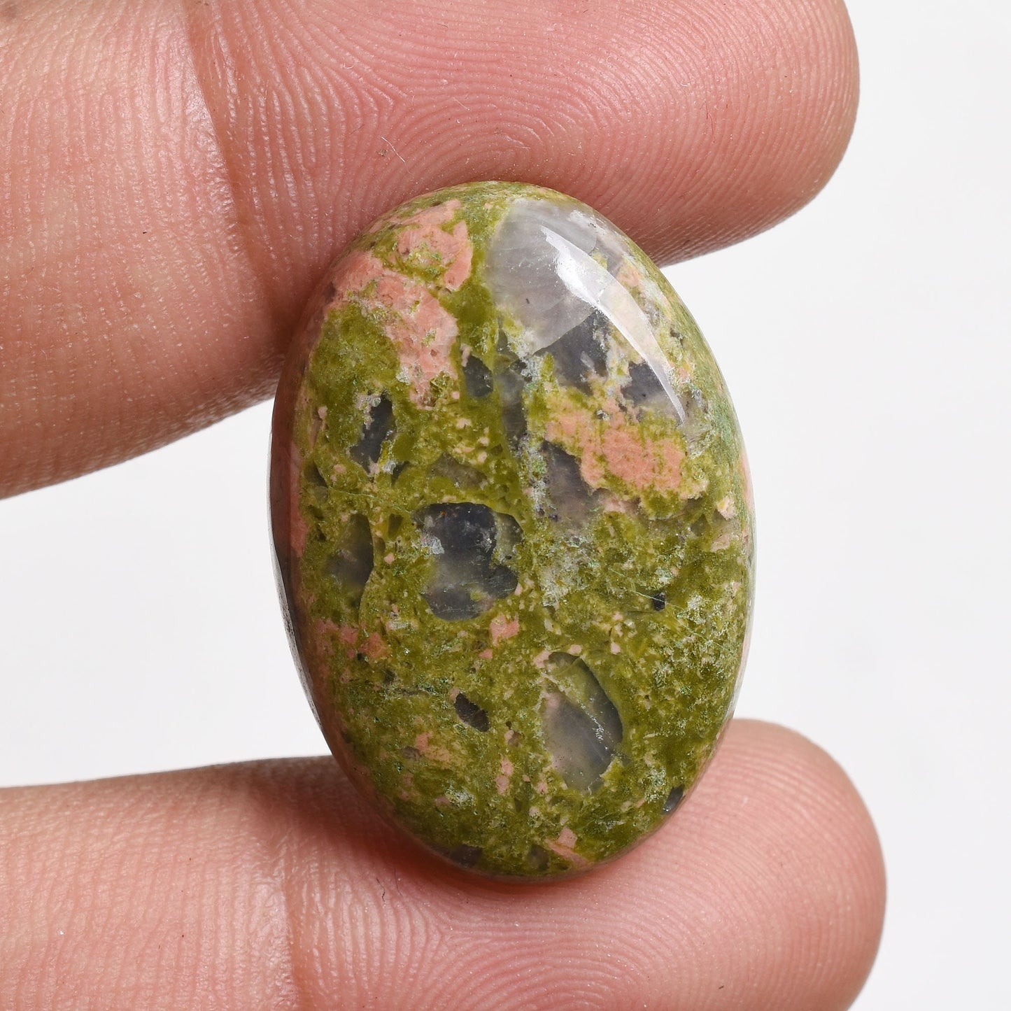 Green Unakite Cabochon - Mix Shaped, Smooth, Loose Flat back Stone