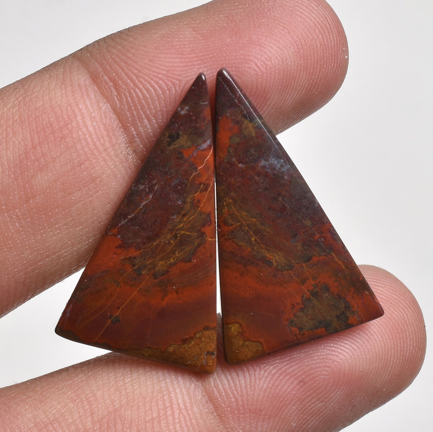 Natural Seam Agate Gemstone Pair - Designer Loose Cabochons for Earrings