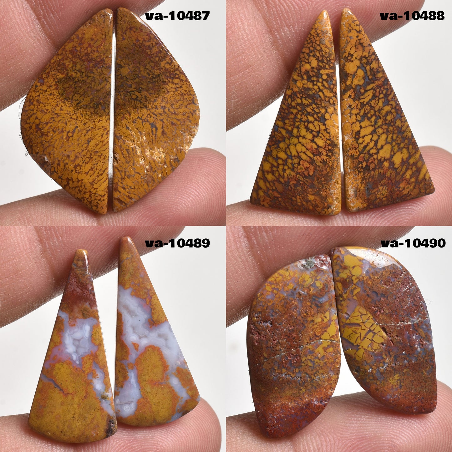 Rare Seam Agate Pair Cabochon - Fancy Shape Polished Loose Designer Crystal