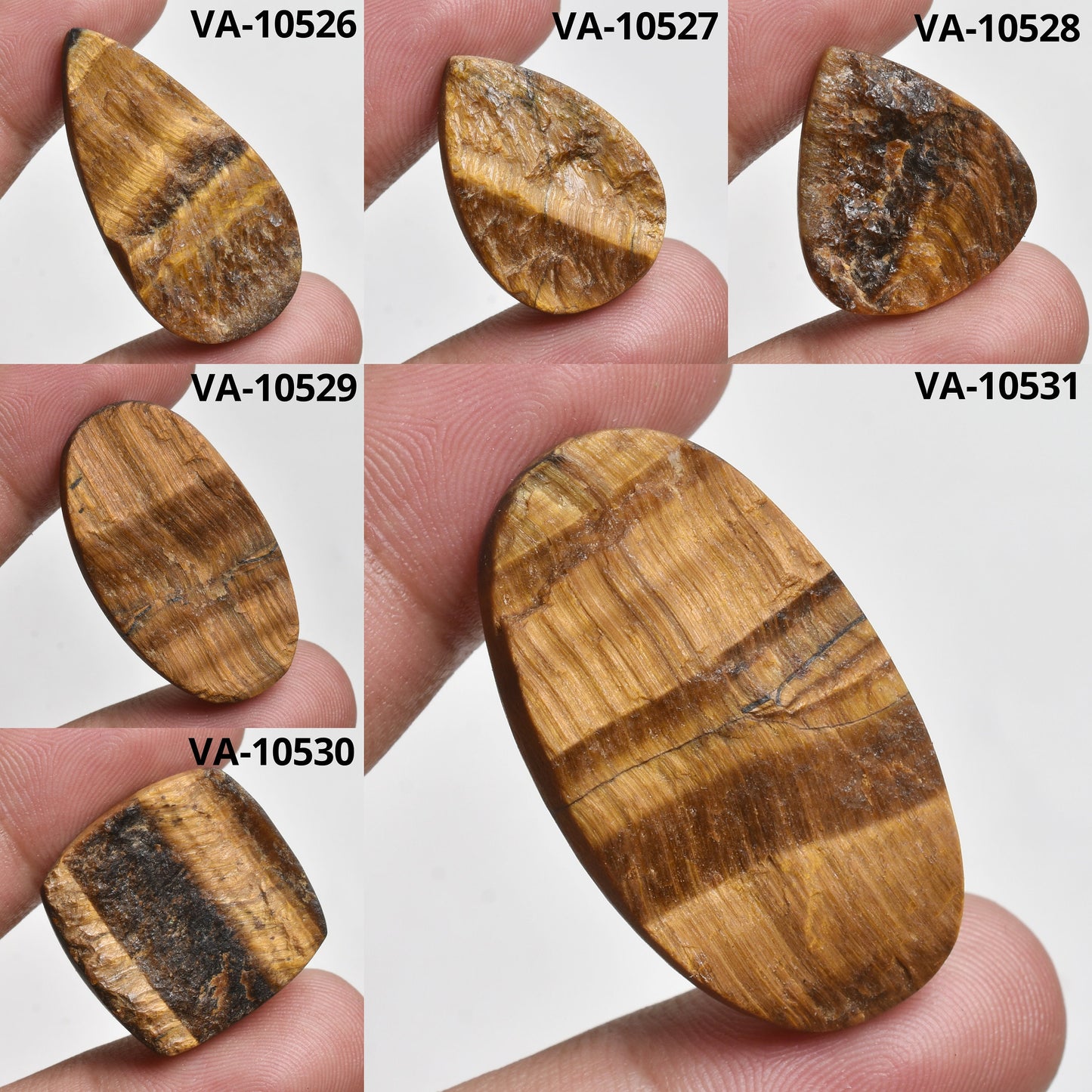 Tiger Eye Rough Cabochon - Wholesale Lot of Mixed Shape Golden Tiger Eye Druzy Gemstones