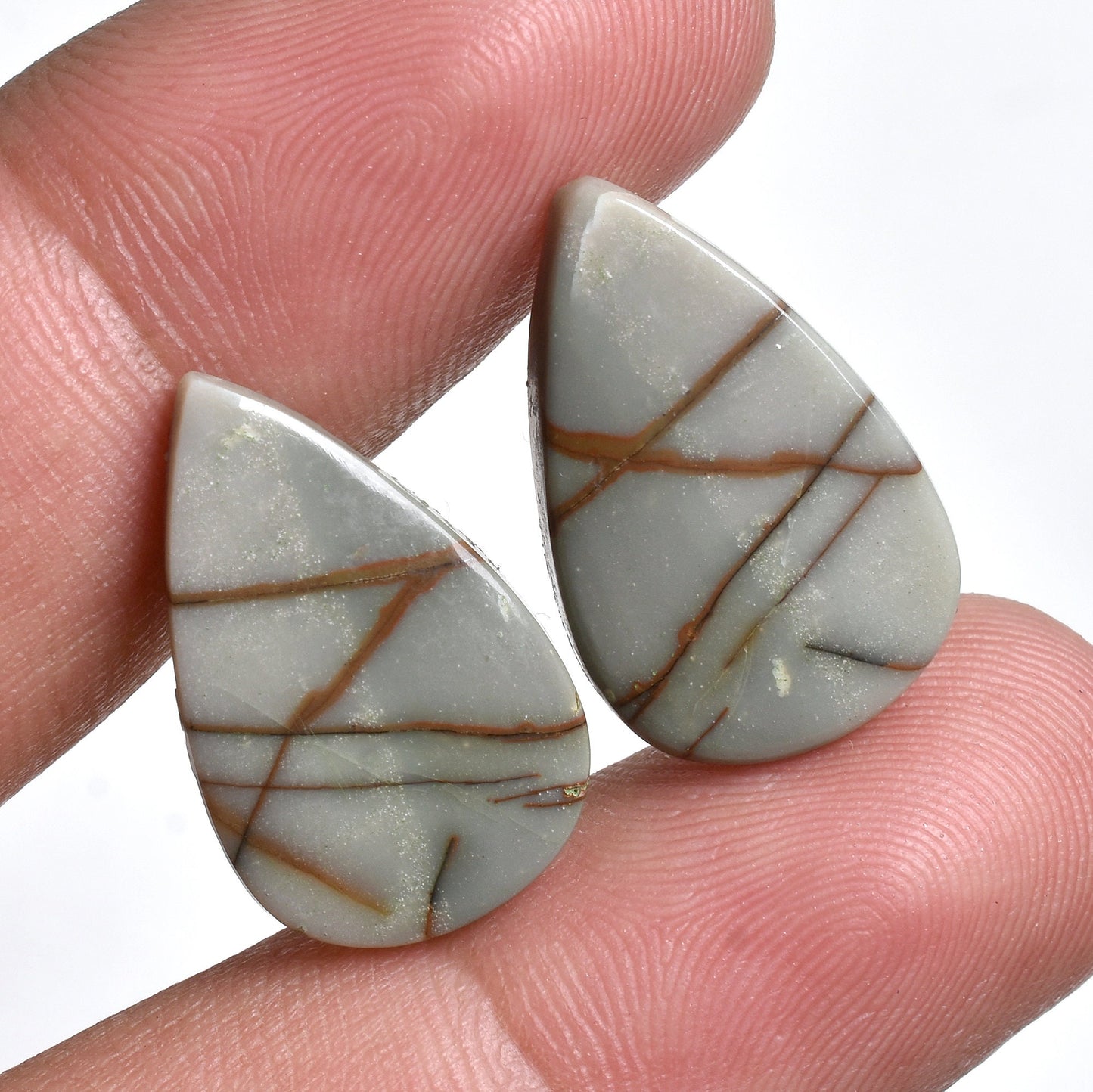 Beautiful Textured Red Cherry Jasper Gemstone Pair - Mix Shape Cabochon for Earrings