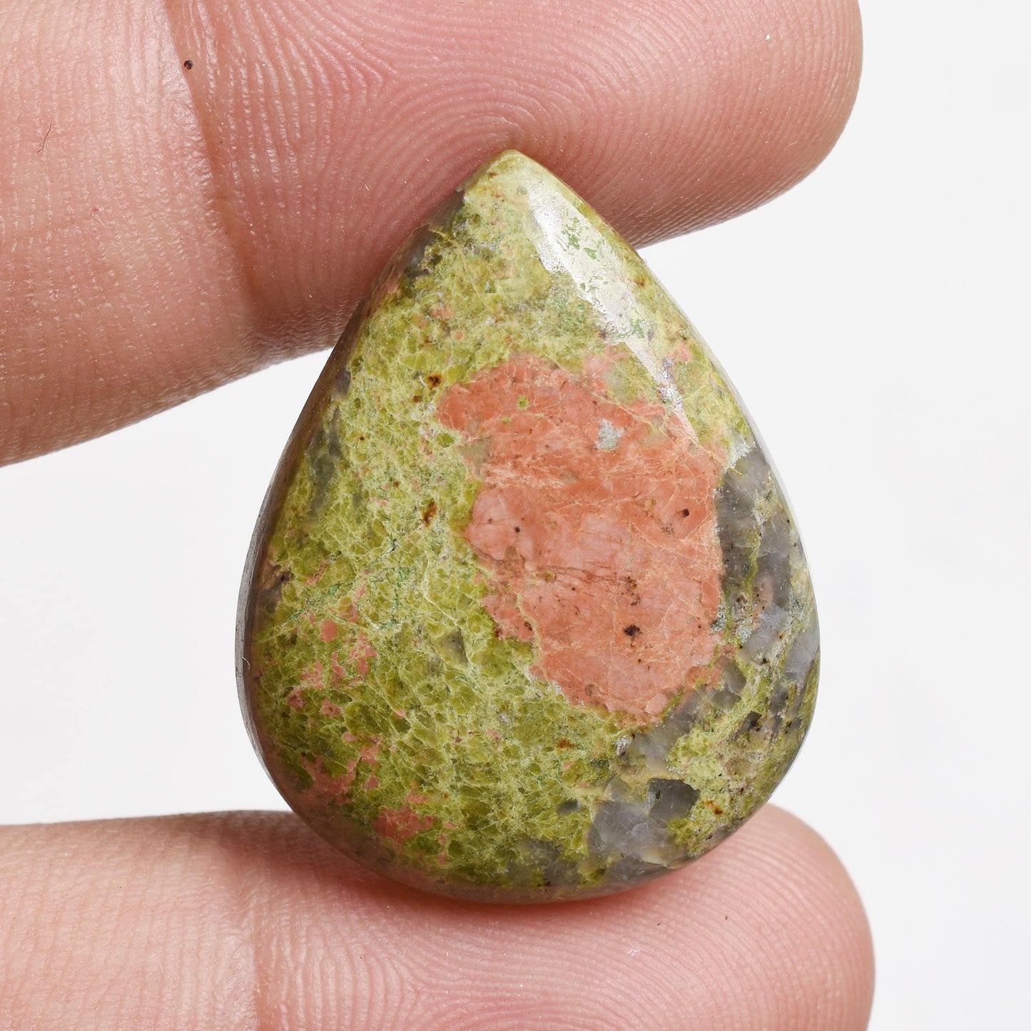 Natural Green Unakite Cabochons – Mix-Shaped Pink Gemstones for Pendant