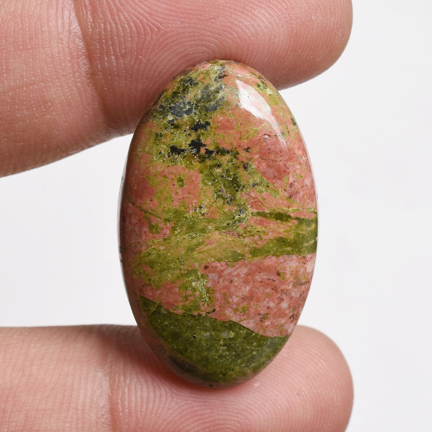 Amazing Natural Green Unakite Cabochon – Mixed Shape Smooth Loose Gemstone