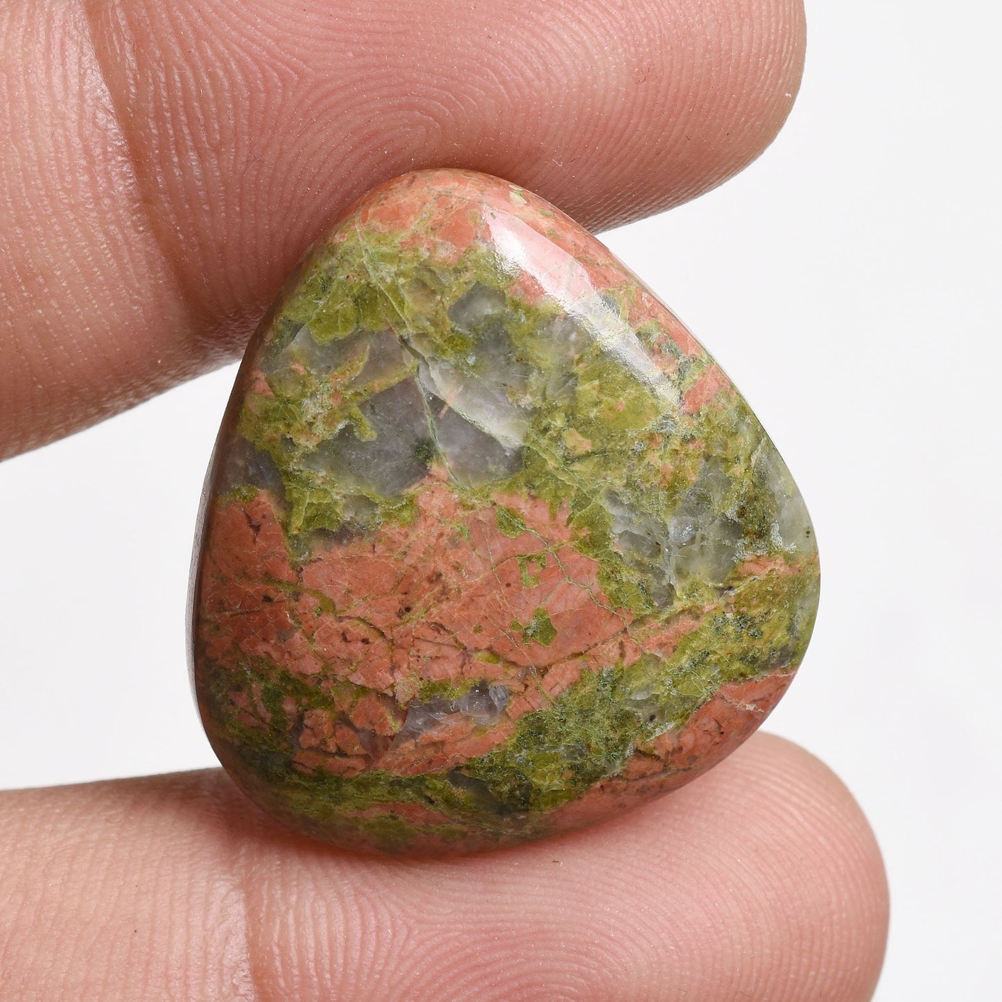 Amazing Natural Green Unakite Cabochon – Mixed Shape Smooth Loose Gemstone