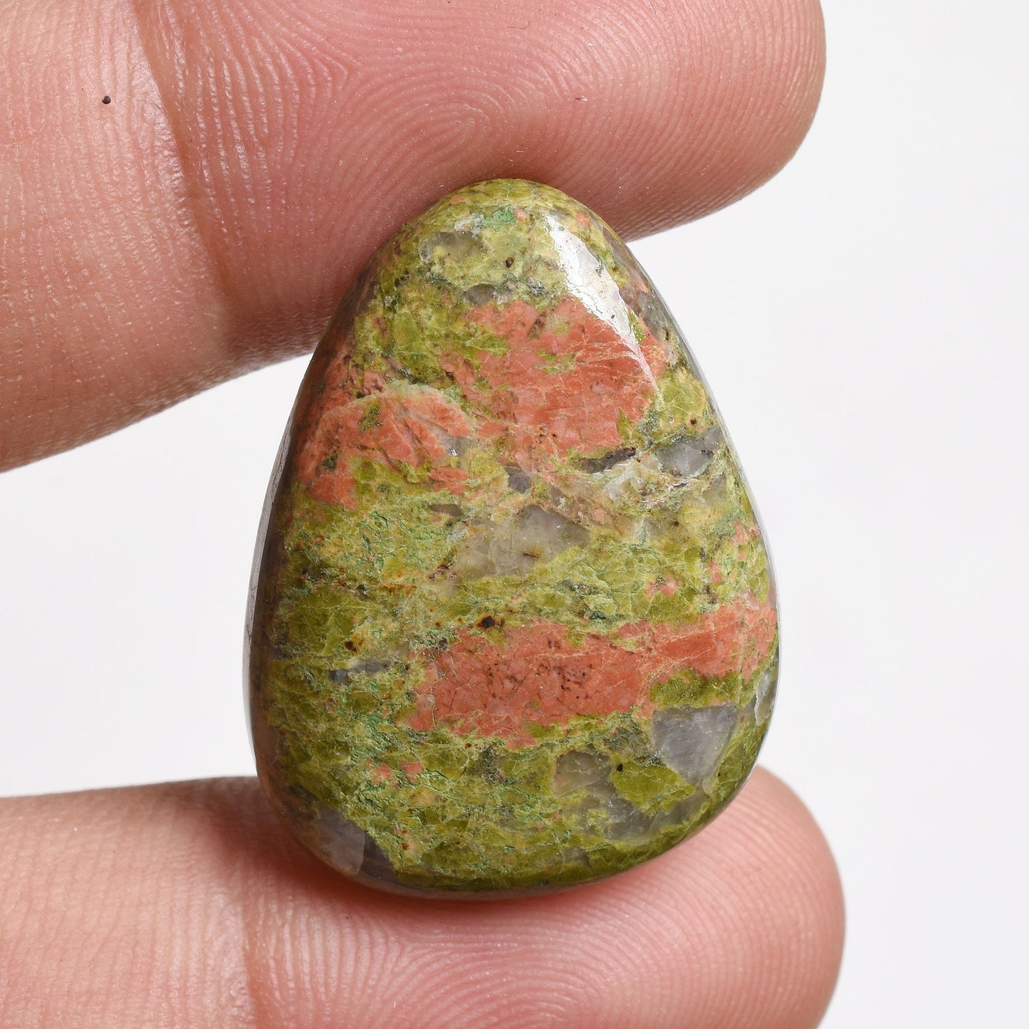 Green Unakite Cabochon - Mix Shaped, Smooth, Loose Flat back Stone