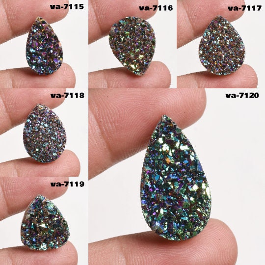 High Quality Titanium Druzy Pear Shape Cabochon - Sparkle Loose Gemstone