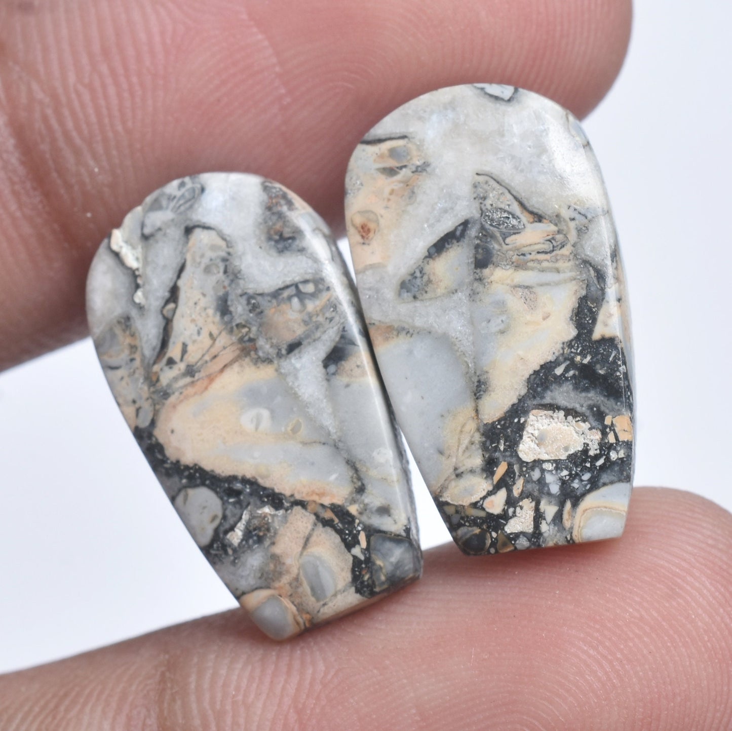 Texture Maligano Jasper Cabochon Pair - Matching Gemstone Pair for Jewelry