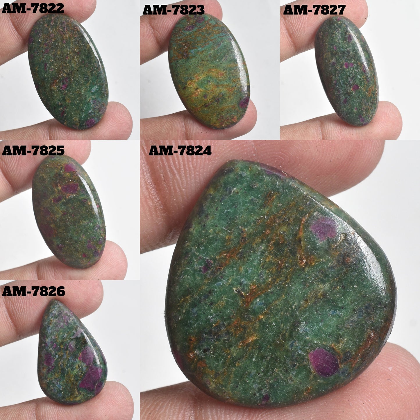 Ruby Fuchsite Cabochon - Wholesale Gemstone Lot, Mix Shape & Size