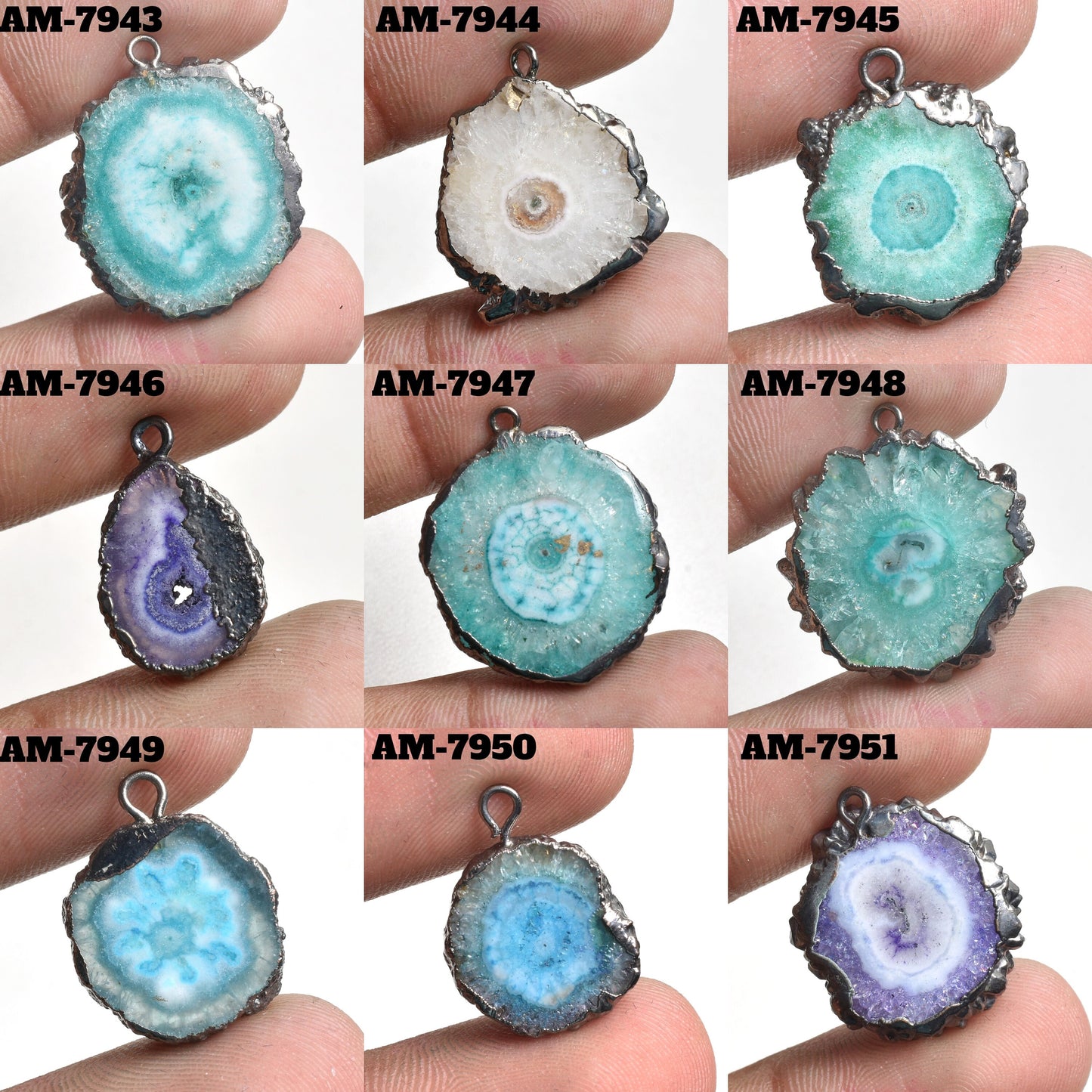 Solar Quartz Druzy Electroplated Pendant