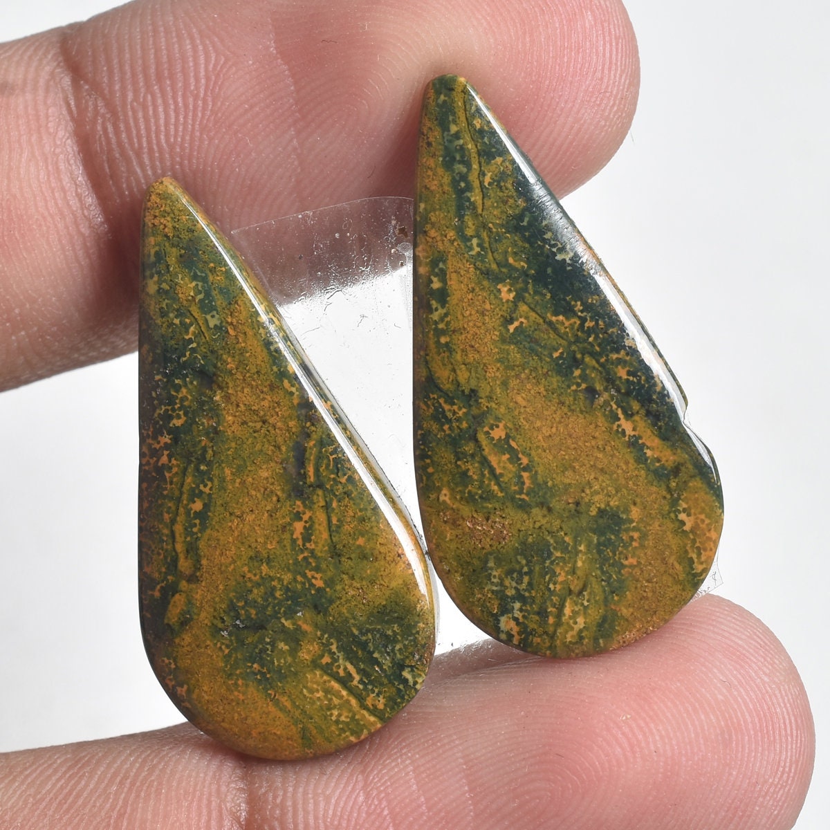 Bloodstone Pair - Green Indonesian Bloodstone for Matching Earrings Pair