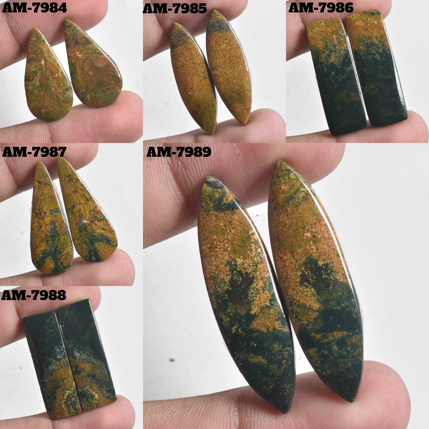 Natural Bloodstone Pair – Marquise, Pear, Rectangle Smooth Gemstones for Earrings