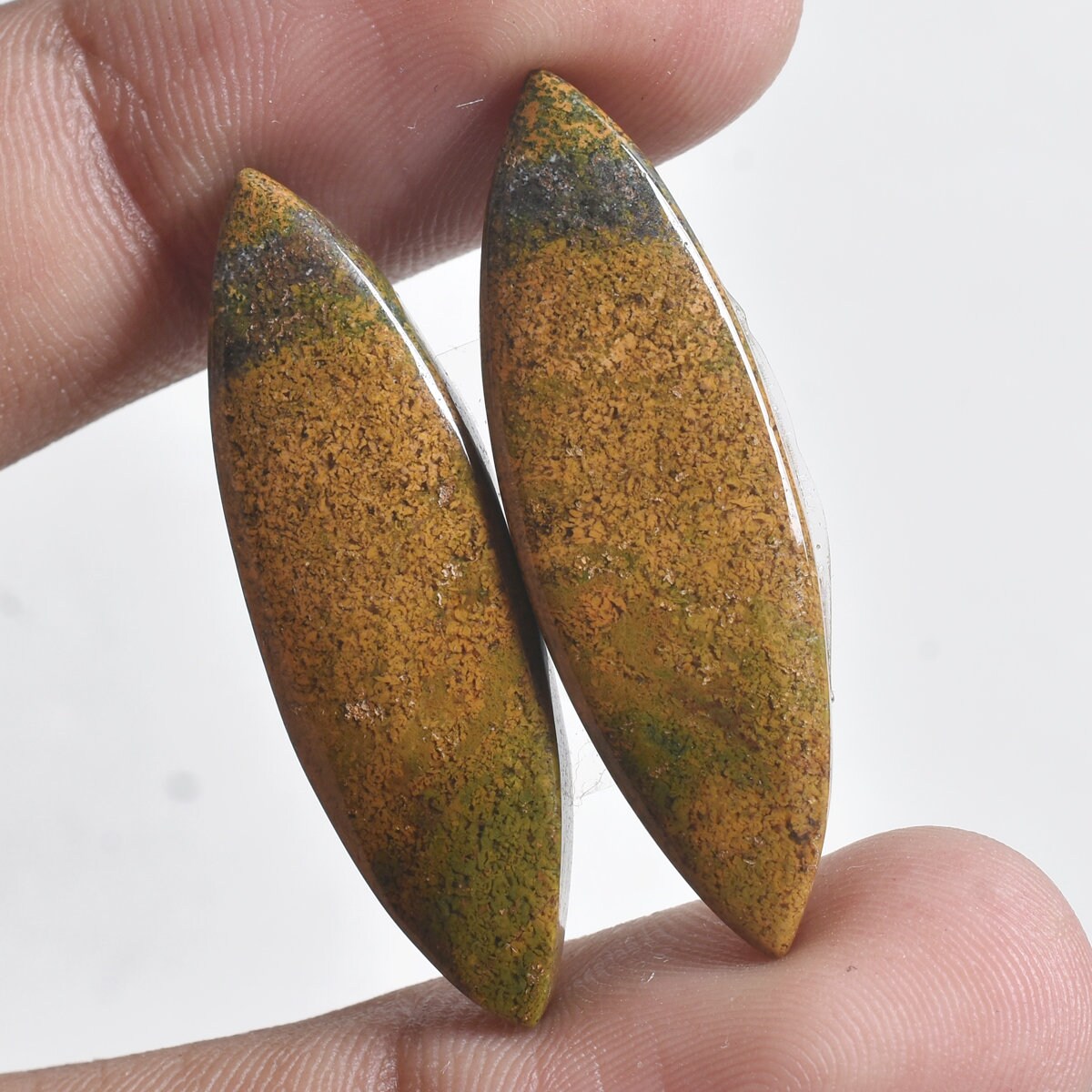 Natural Bloodstone Pair – Marquise, Pear, Rectangle Smooth Gemstones for Earrings