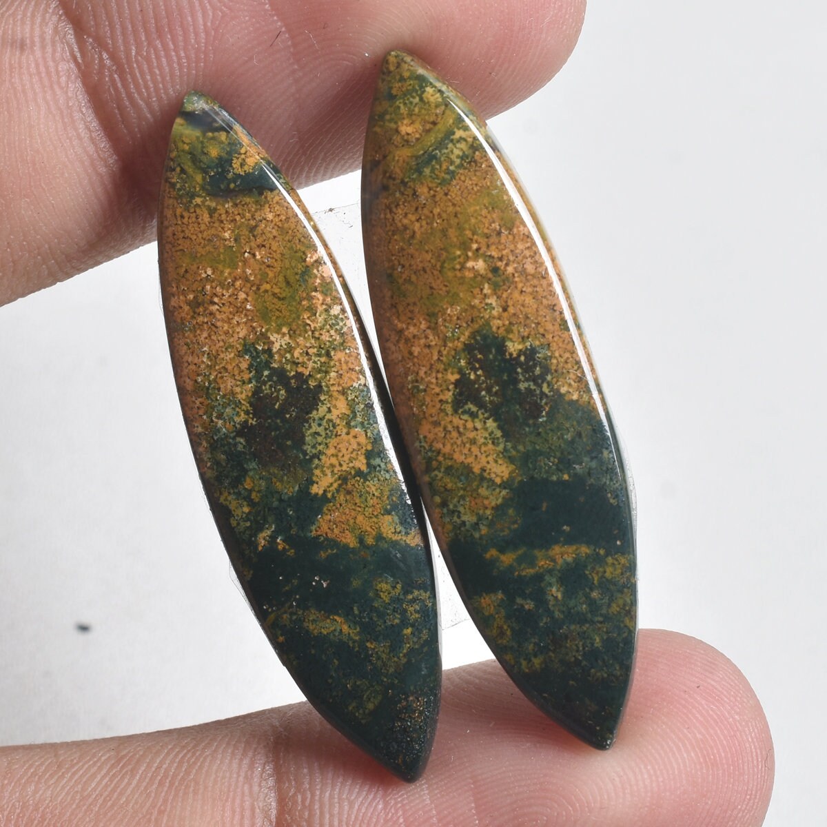 Natural Bloodstone Pair – Marquise, Pear, Rectangle Smooth Gemstones for Earrings