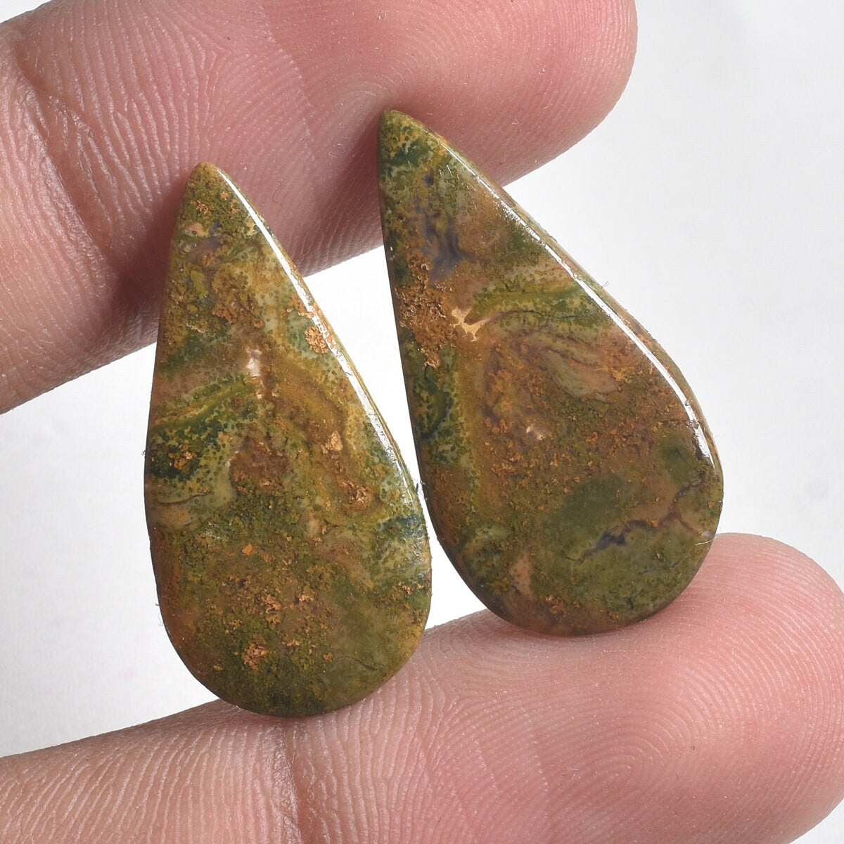 Natural Bloodstone Pair – Marquise, Pear, Rectangle Smooth Gemstones for Earrings