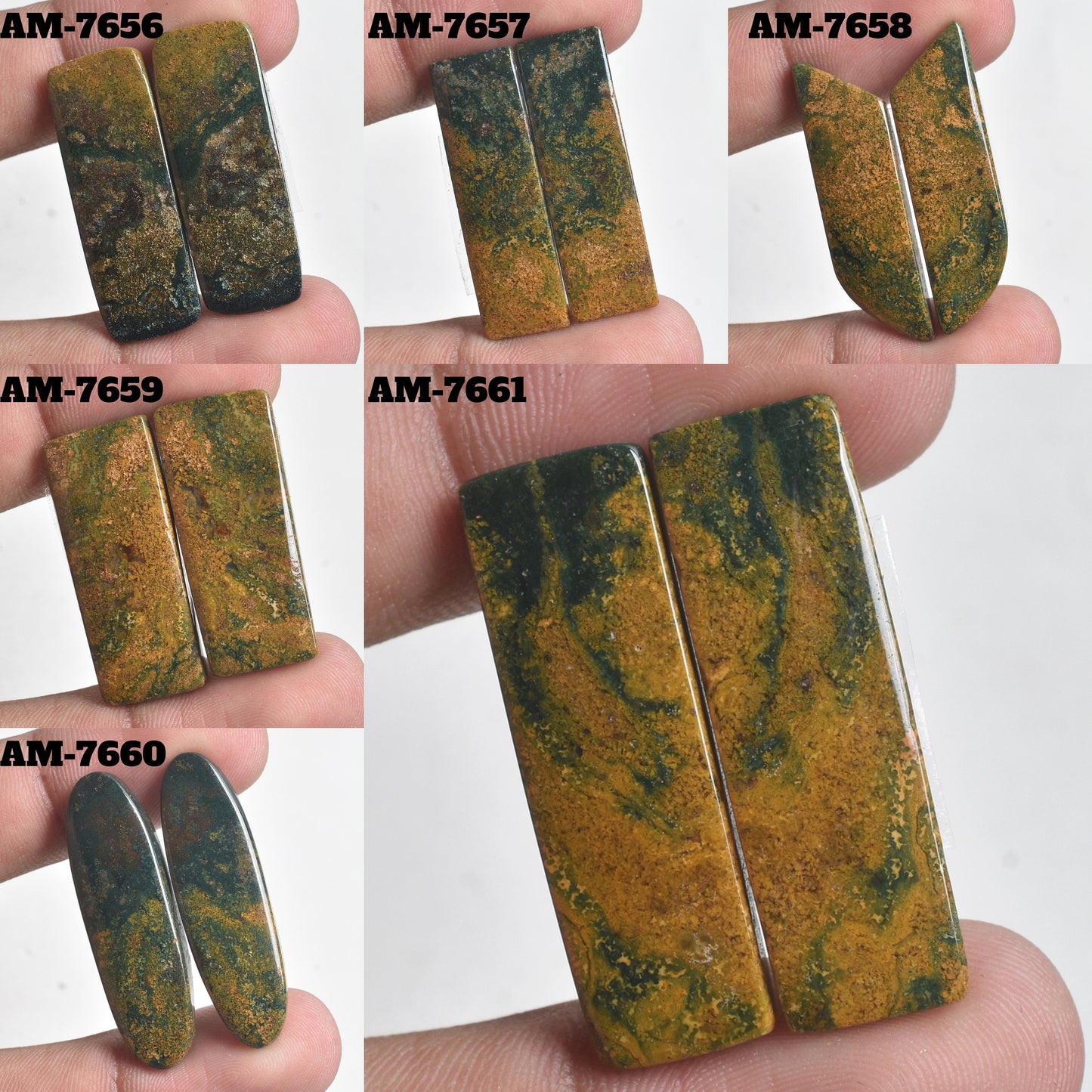 Natural Bloodstone Pair Cabochon - Indonesian Green Bloodstone Matching Pair for Earrings