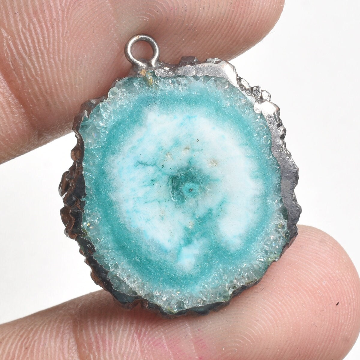 Solar Quartz Druzy Electroplated Pendant