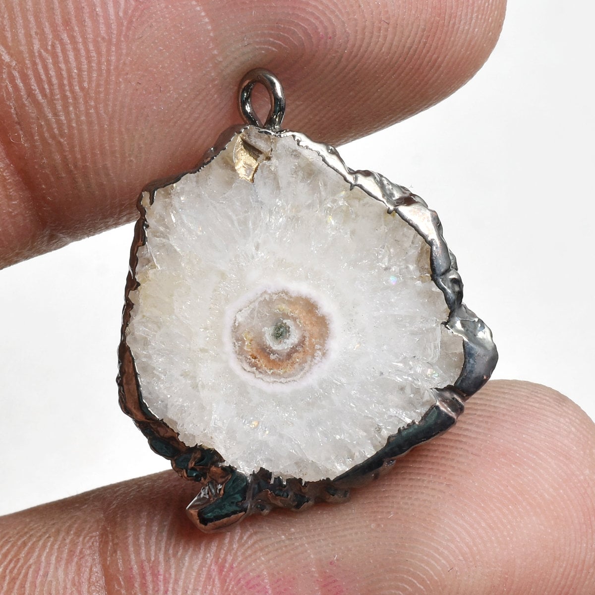 Solar Quartz Druzy Electroplated Pendant