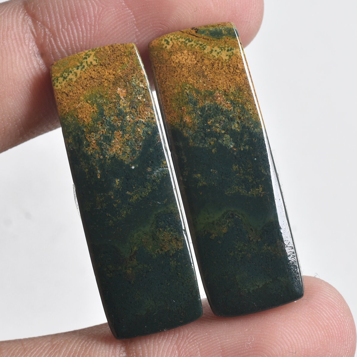 Natural Bloodstone Pair – Marquise, Pear, Rectangle Smooth Gemstones for Earrings