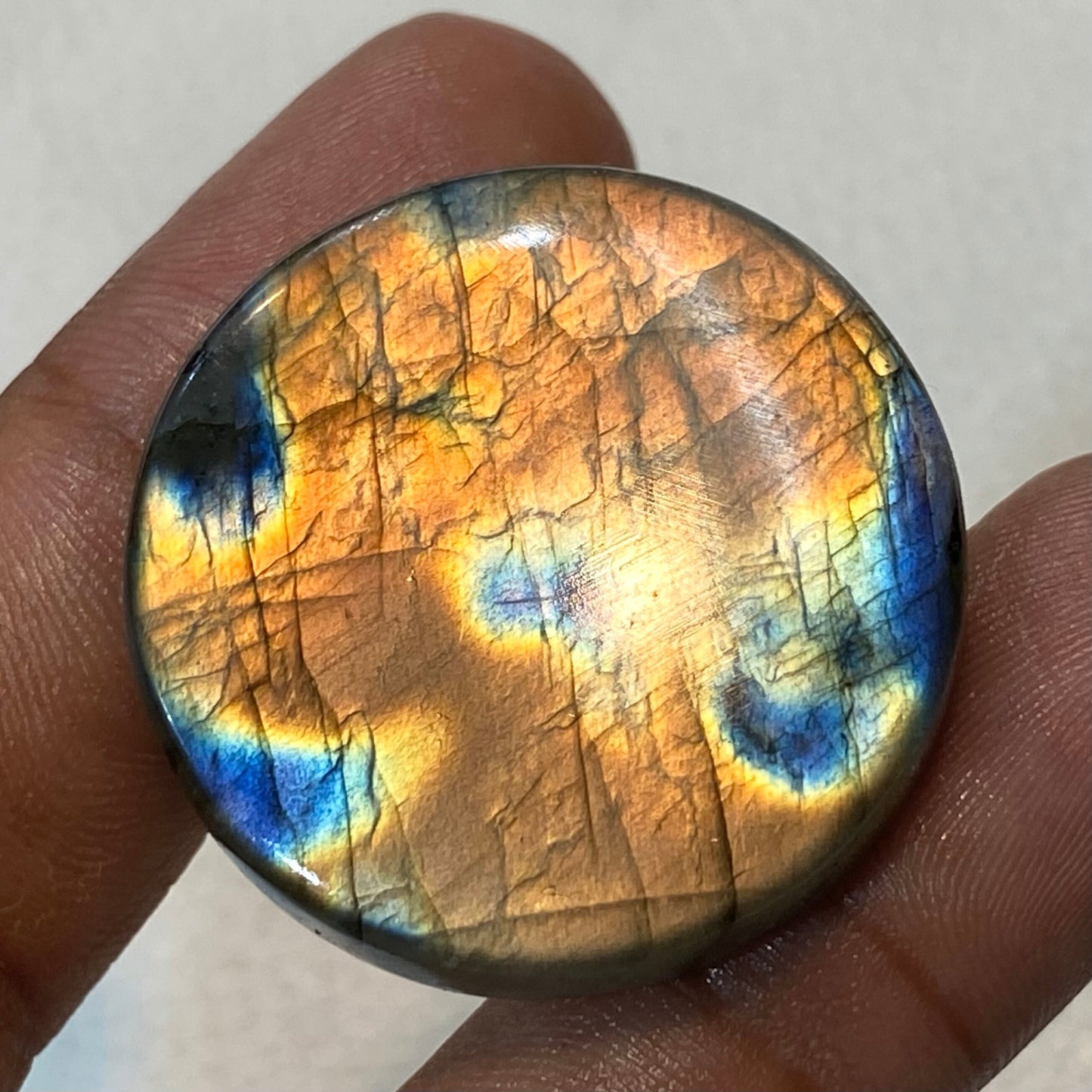 Wholesale Labradorite Cabochon - Natural Round Shape Blue Flashy Labradorite Gemstone for Jewelry Making