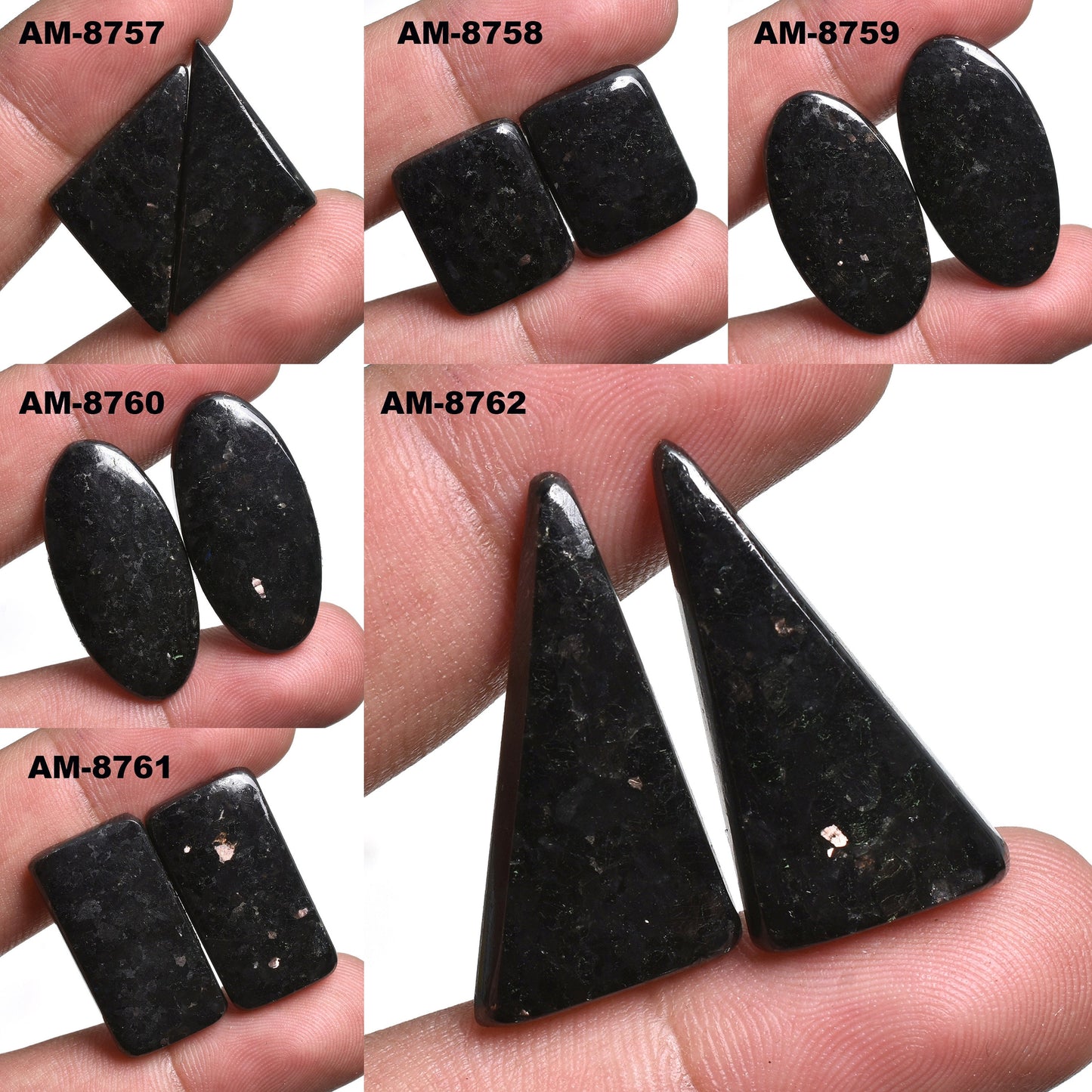Golden Nuummite Crystal Pair Black Nuummite Cabochon Set for Earrings