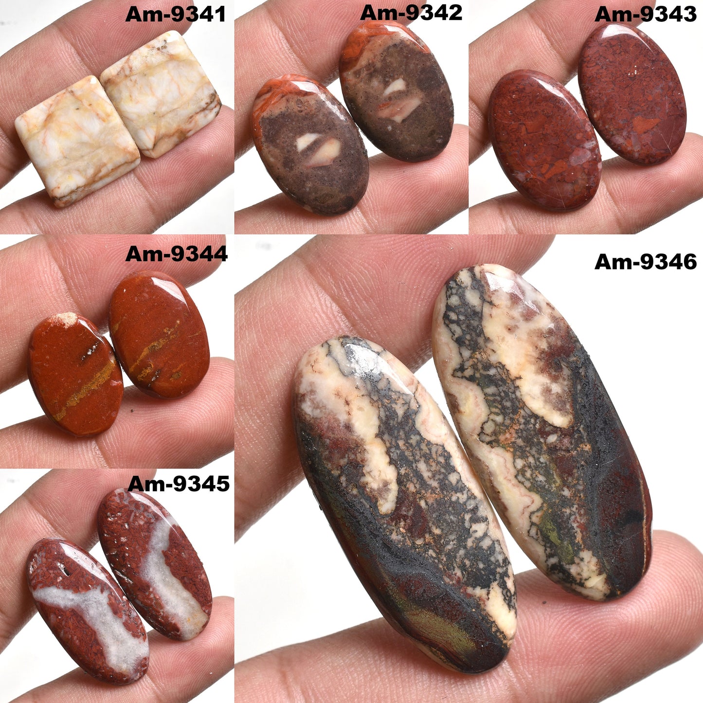 Mix Jasper Earring Pair - Multi-Shape Gemstone Cabochons