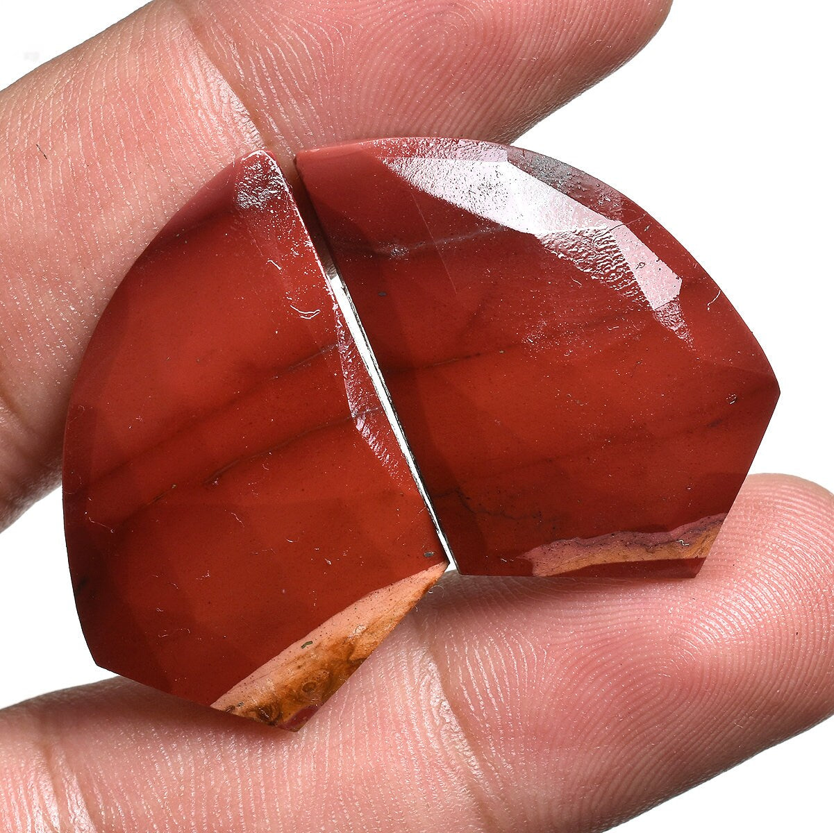Natural Red Jasper Earring Pair – Faceted Rose Cut Gemstones for Custom Jewelry