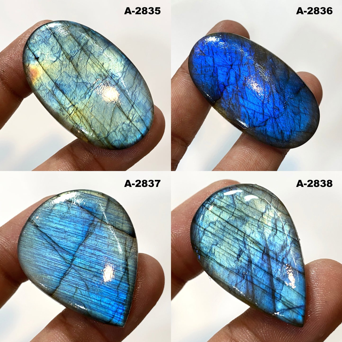 Natural Blue Flashy Labradorite Cabochon – Oval and Pear Shape Loose Crystal
