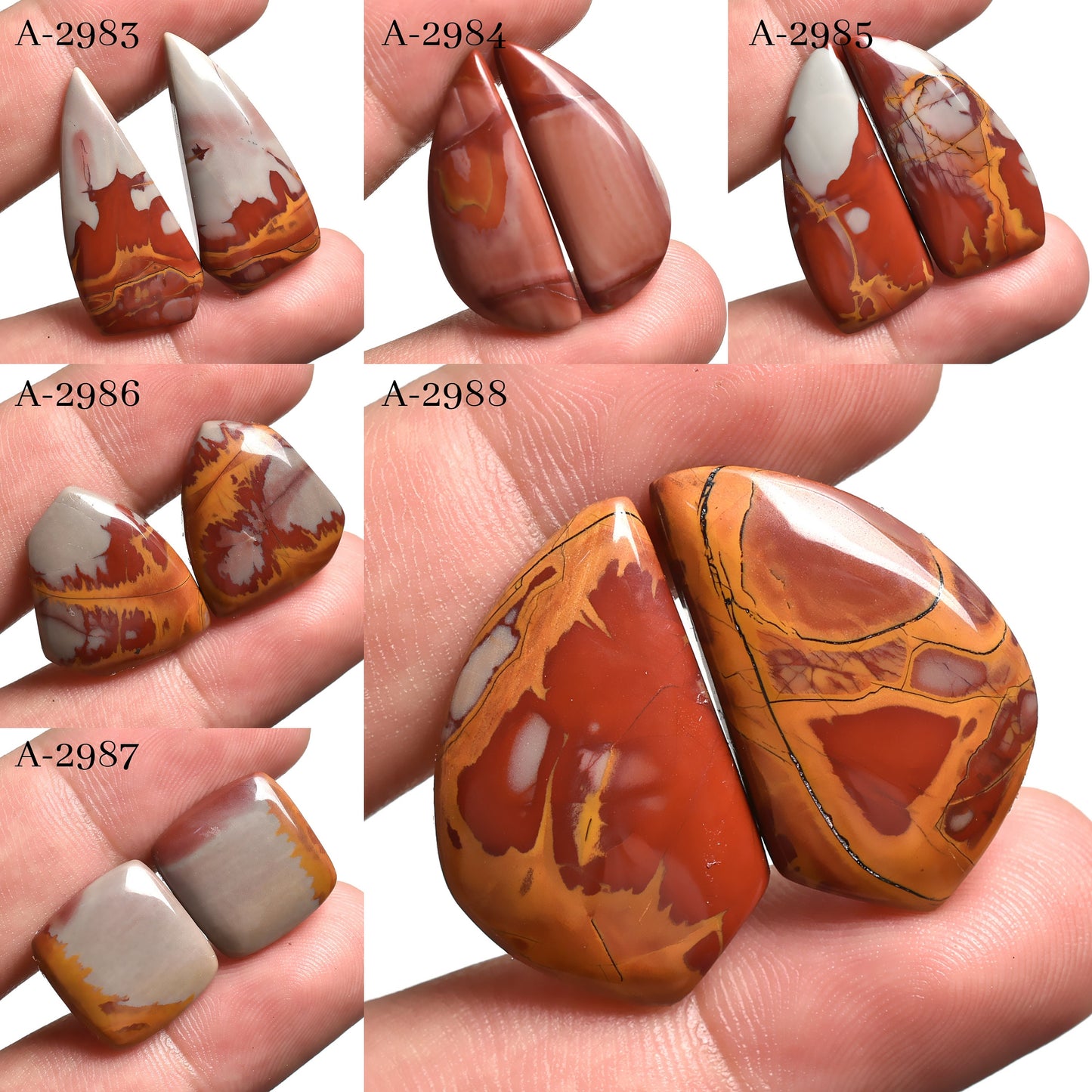 Natural Noreena Jasper Cabochon Pair - Wholesale Matching Gemstones
