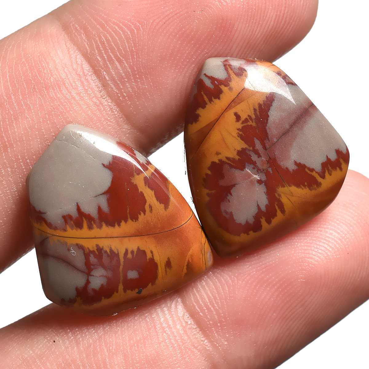 Natural Noreena Jasper Cabochon Pair - Wholesale Matching Gemstones