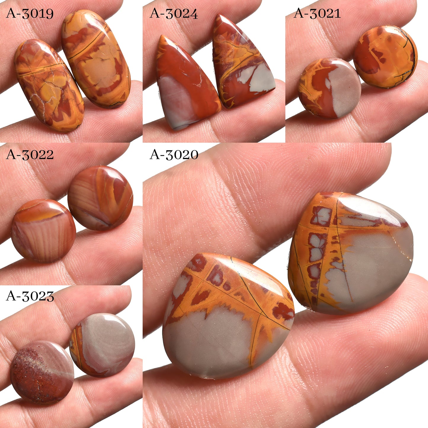 Fancy Shape Noreena Jasper Gemstone Pair - Natural Cabochon for Earrings