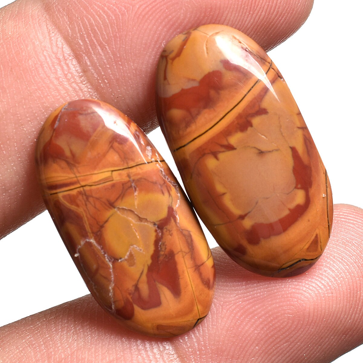 Fancy Shape Noreena Jasper Gemstone Pair - Natural Cabochon for Earrings