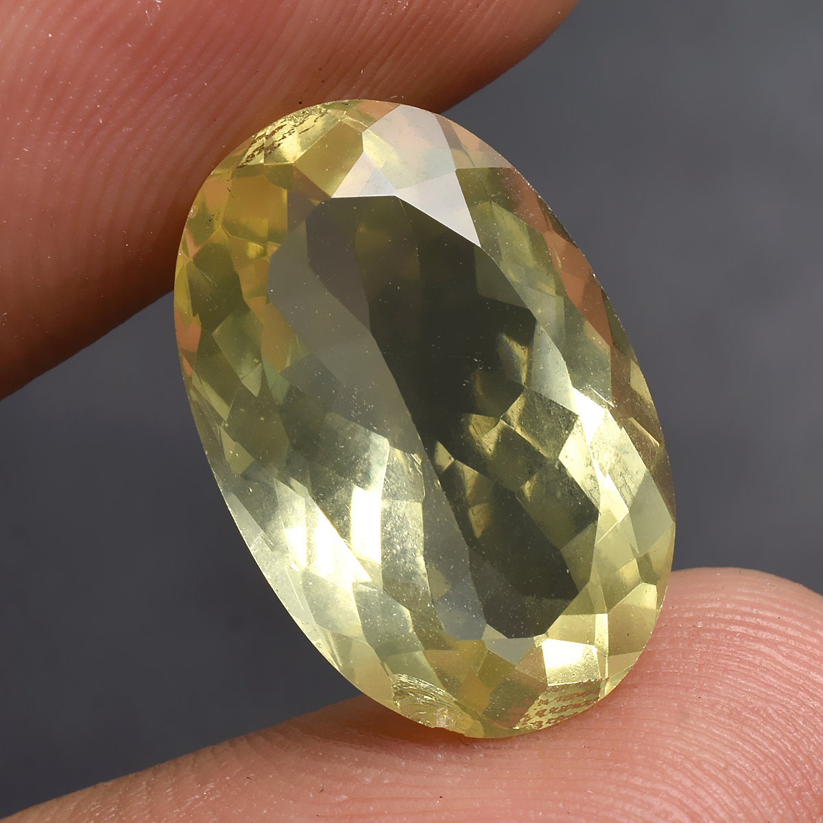 Natural Faceted Lemon Quartz Crystals – Oval Shaped Gemstone for Custom Rings