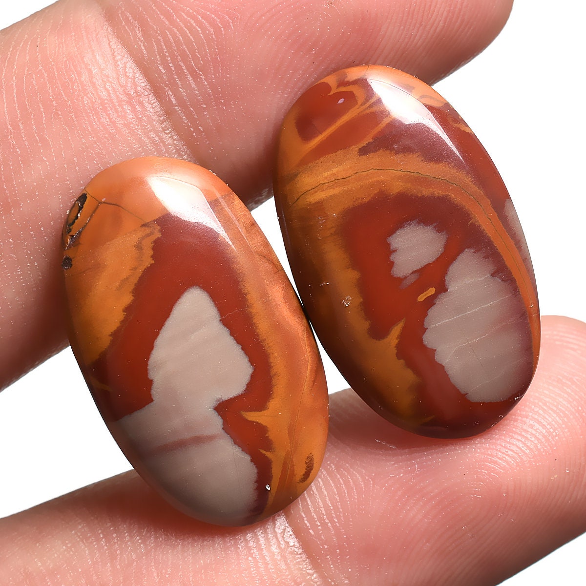 Natural Noreena Jasper Pair Cabochon - Fancy Shape Gemstone for Earrings