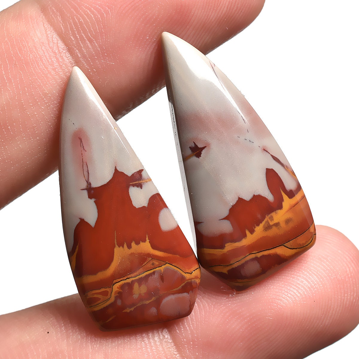 Natural Noreena Jasper Cabochon Pair - Wholesale Matching Gemstones