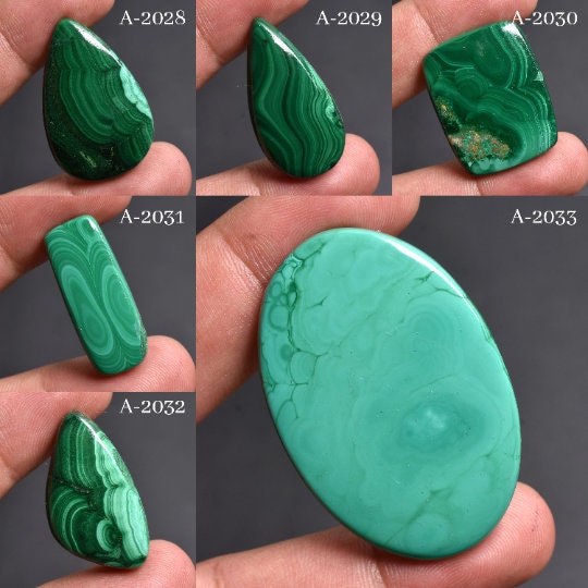 Natural Green Malachite Gemstones – Loose Cabochons