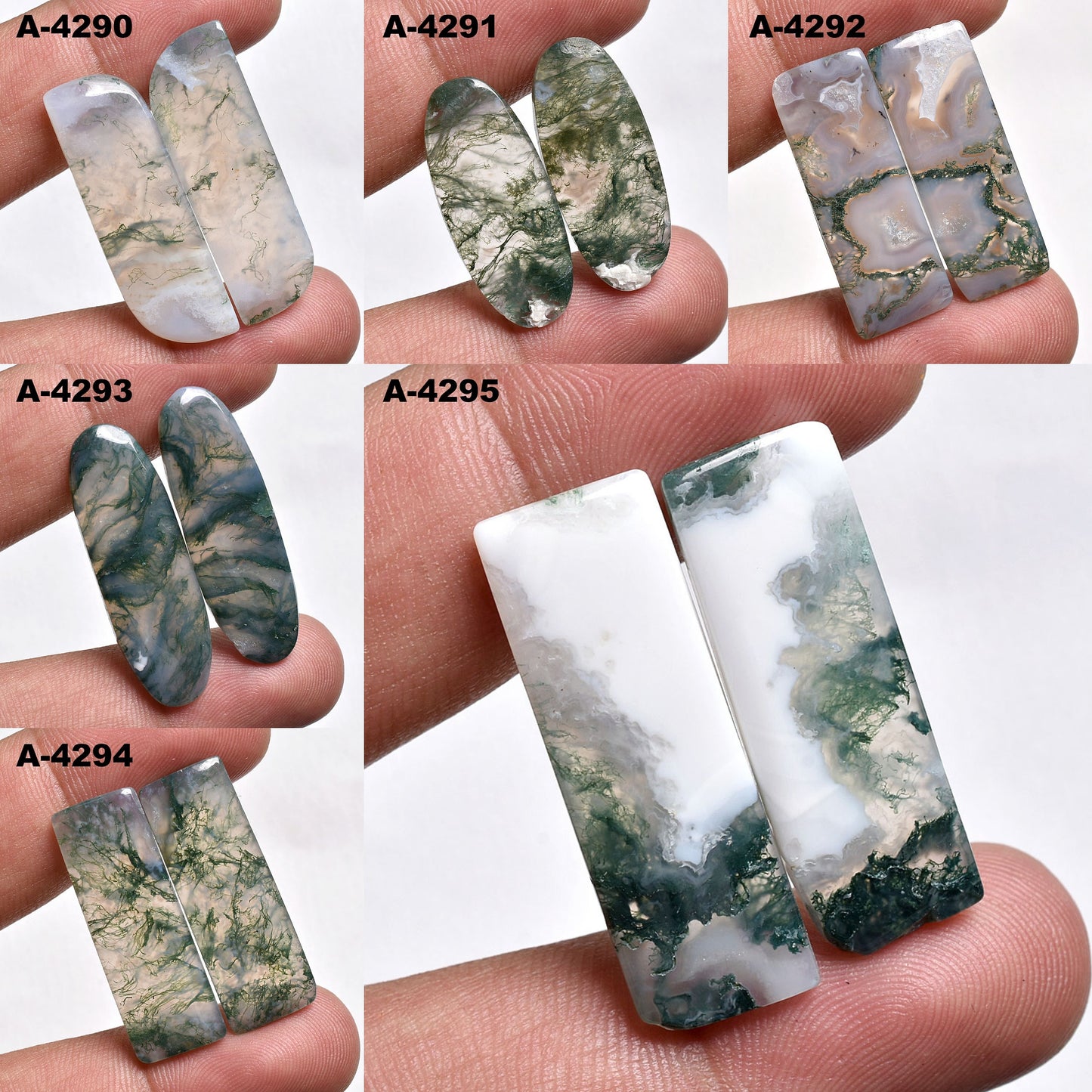 Moss Agate Pair Gemstone for Earrings Set - Wholesale Gemstone Crystal