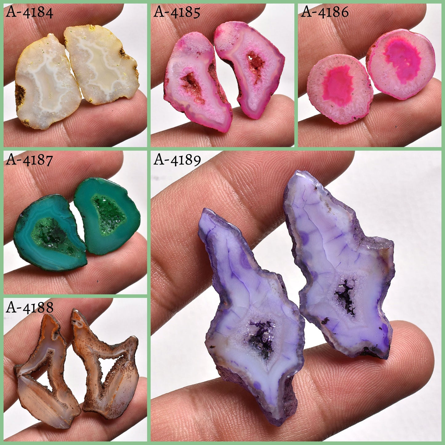 Wholesale Solar Quartz Slice Pairs, Multi-Color Druzy Sets