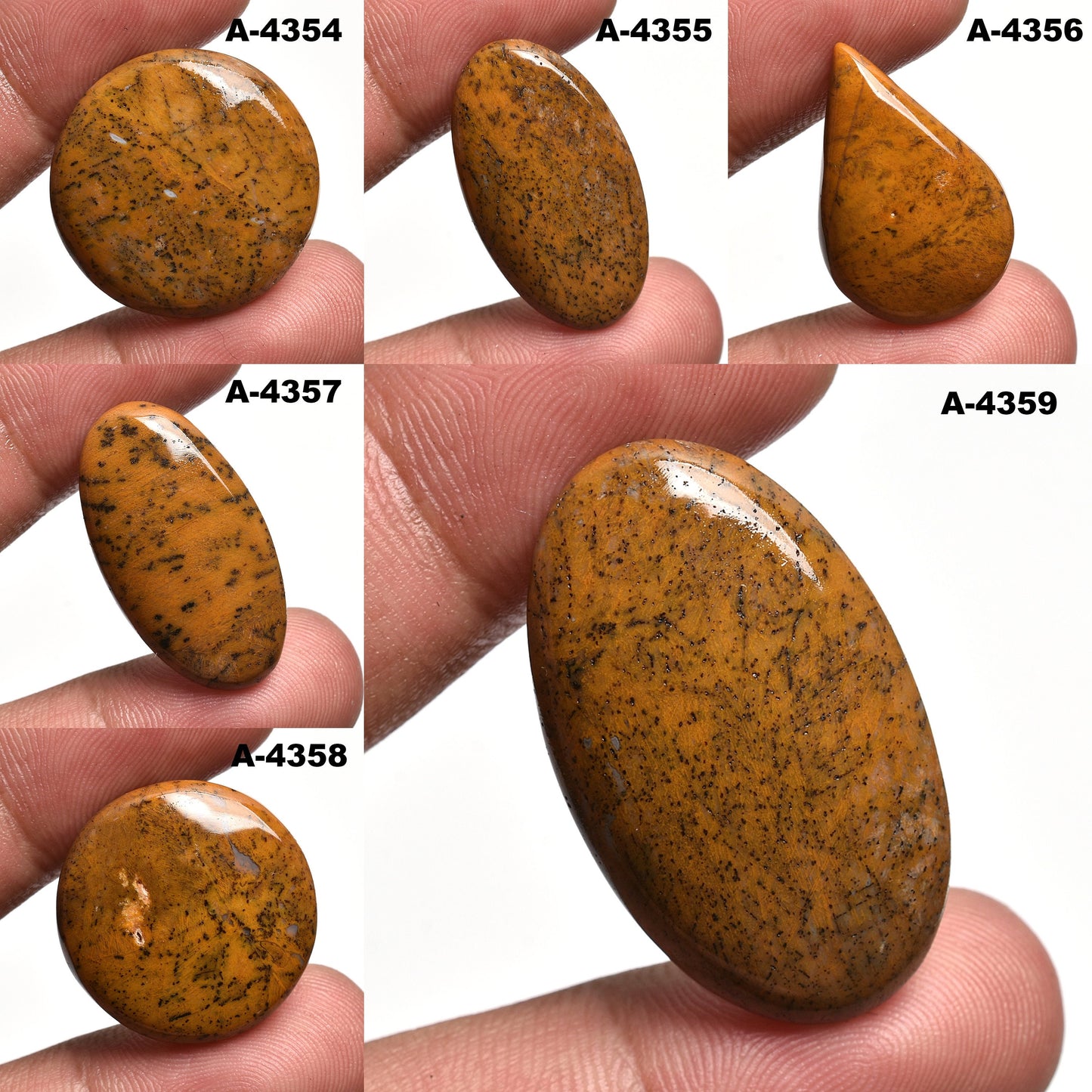Bronze Dendritic Opal Cabochon - Flat Back Polished Loose Dendrite Opal Stone