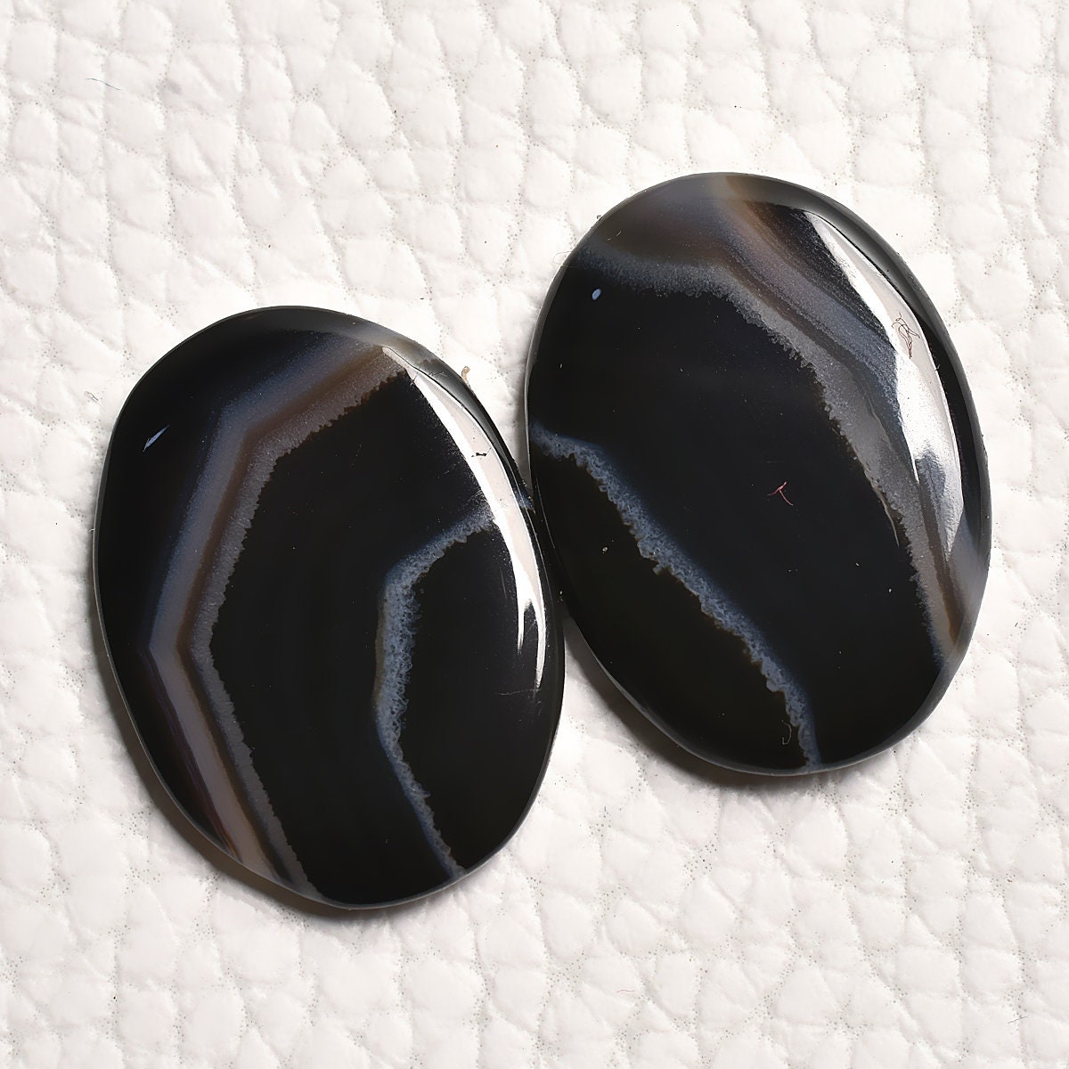 Natural Black Banded Agate Matching Pair - Perfect Gemstones for Earrings