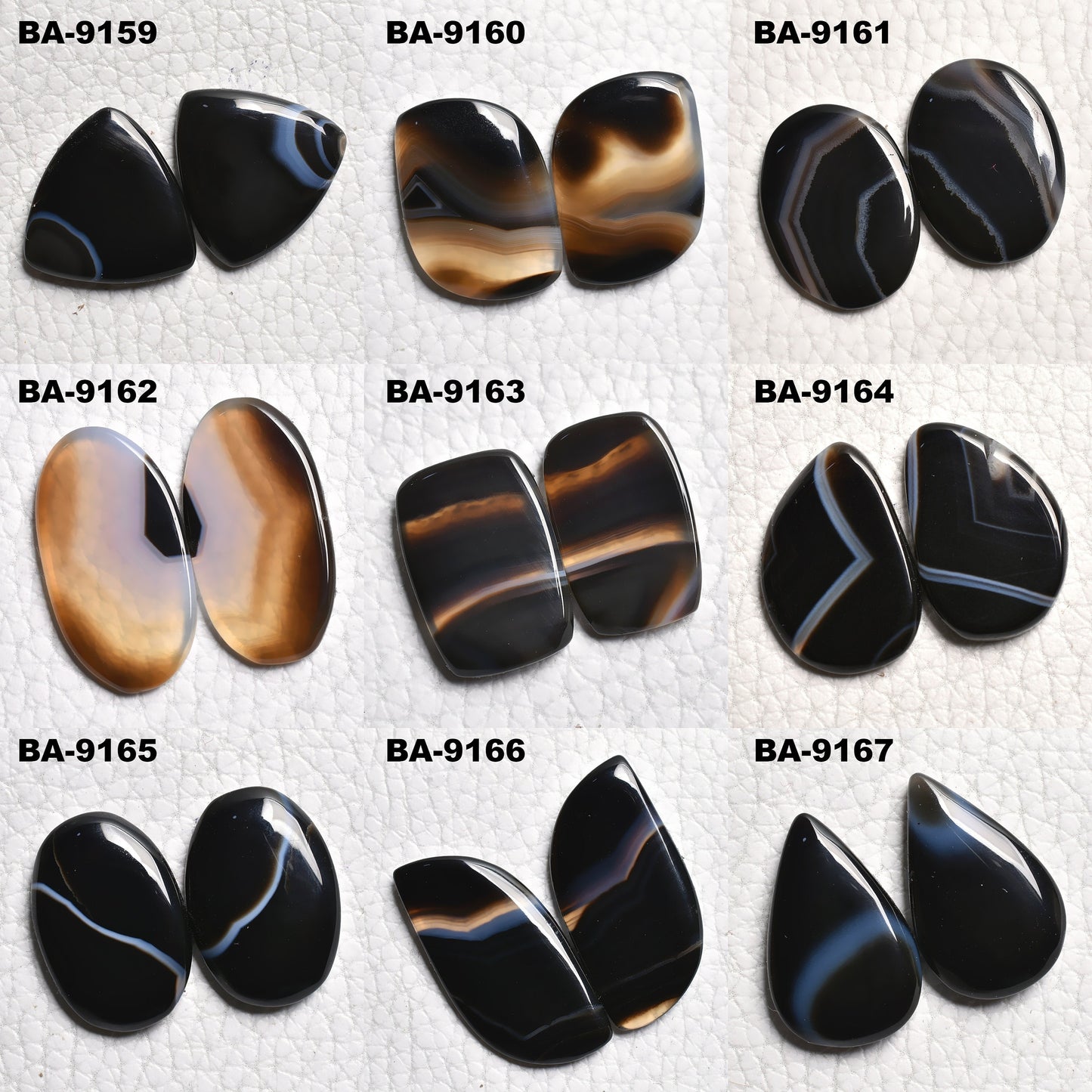 Natural Black Banded Agate Matching Pair - Perfect Gemstones for Earrings