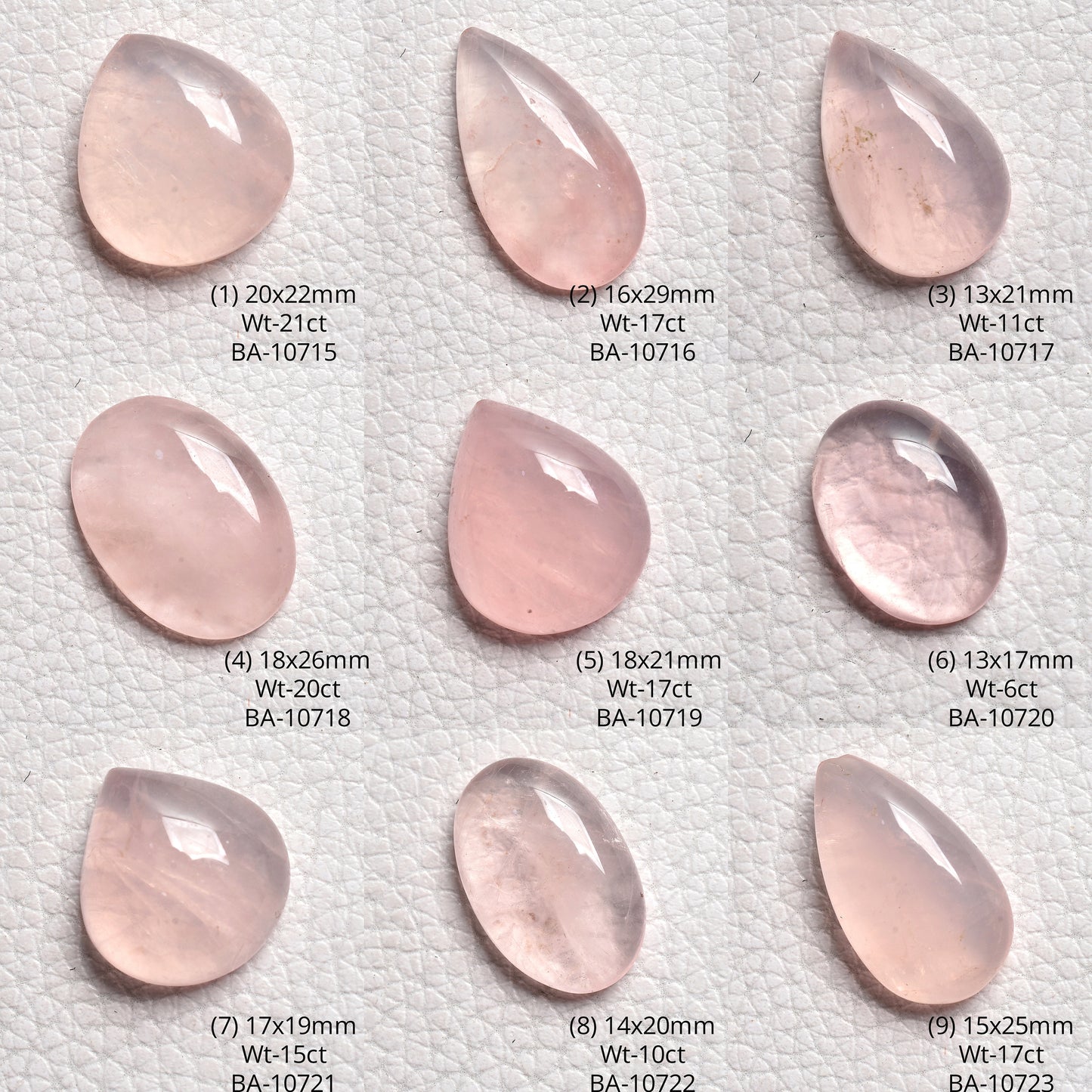 Natural Rose Quartz Cabochon - Pear Shape Loose Stone for Jewelry