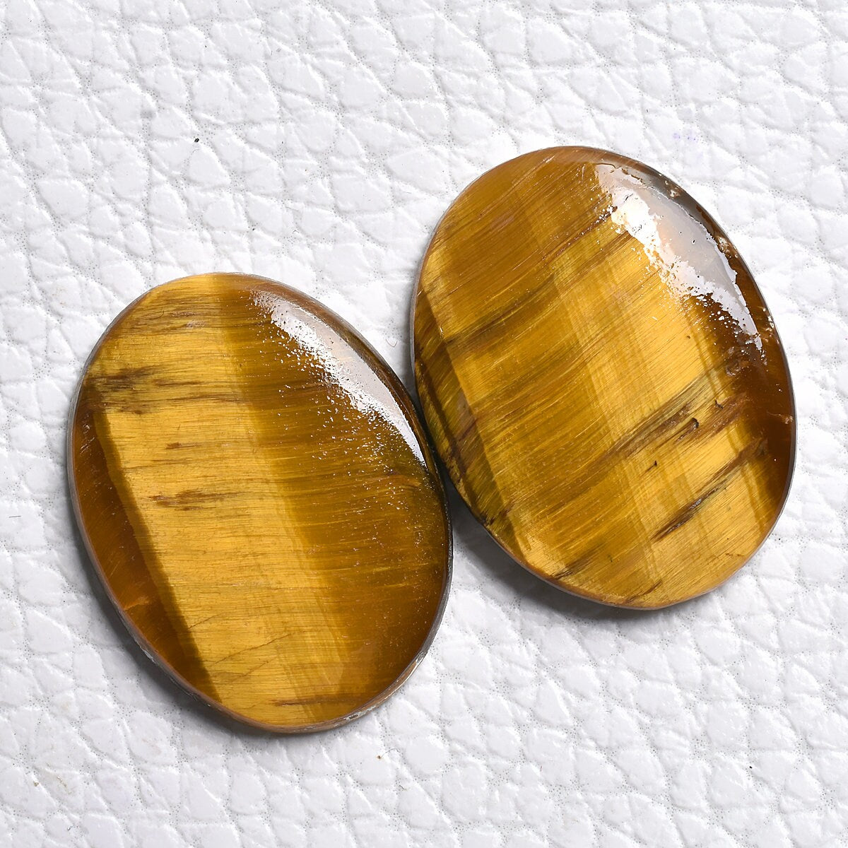 High-Quality Tiger Eye Gemstone Pair - Oval & Fancy Shaped Smooth Cabochons