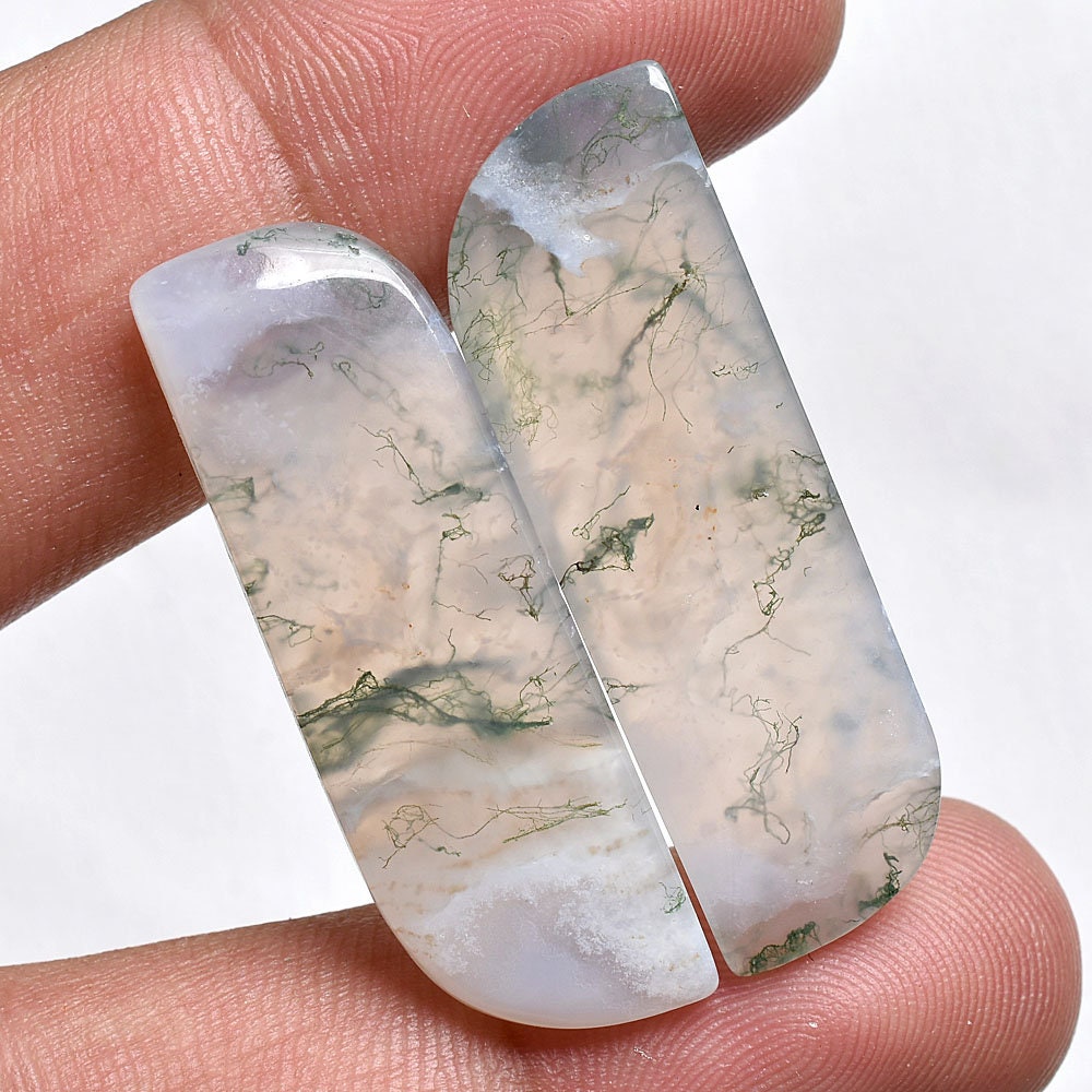 Moss Agate Pair Gemstone for Earrings Set - Wholesale Gemstone Crystal