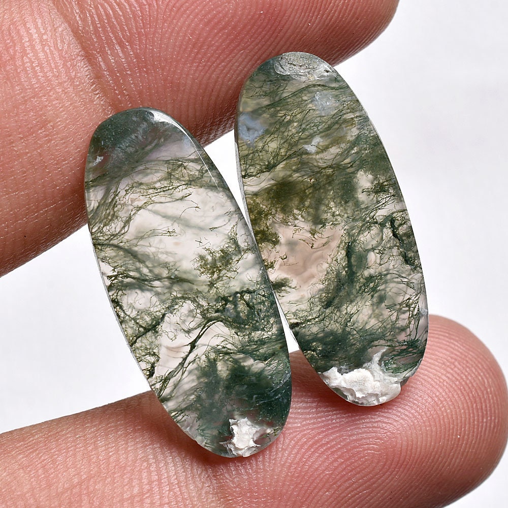 Moss Agate Pair Gemstone for Earrings Set - Wholesale Gemstone Crystal