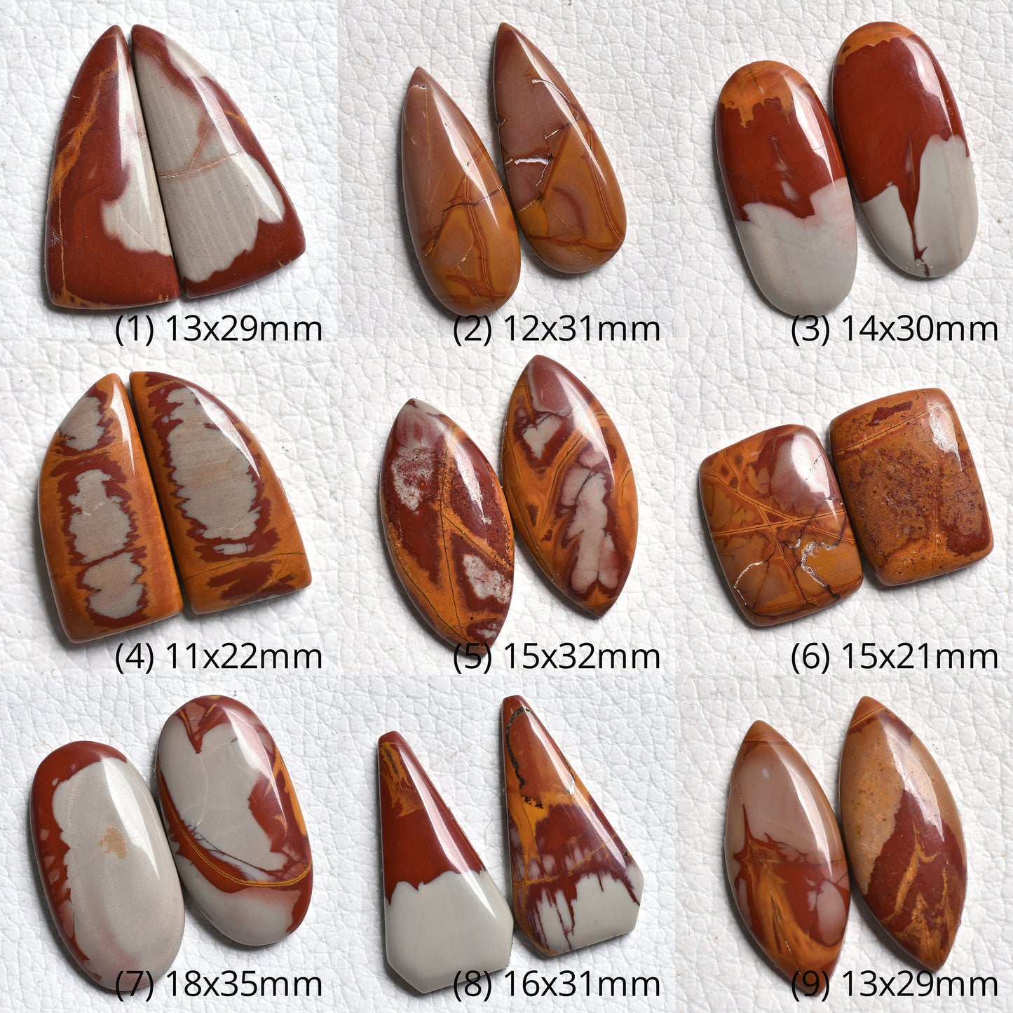 Natural Noreena Jasper Gemstone Pair – Mixed Shapes Flat Back Cabochons