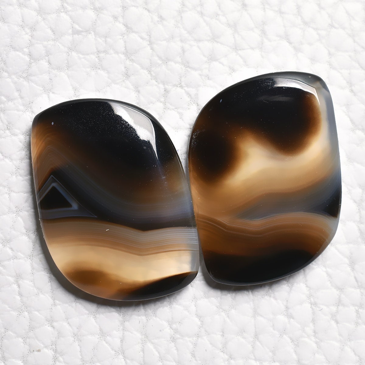 Natural Black Banded Agate Matching Pair - Perfect Gemstones for Earrings