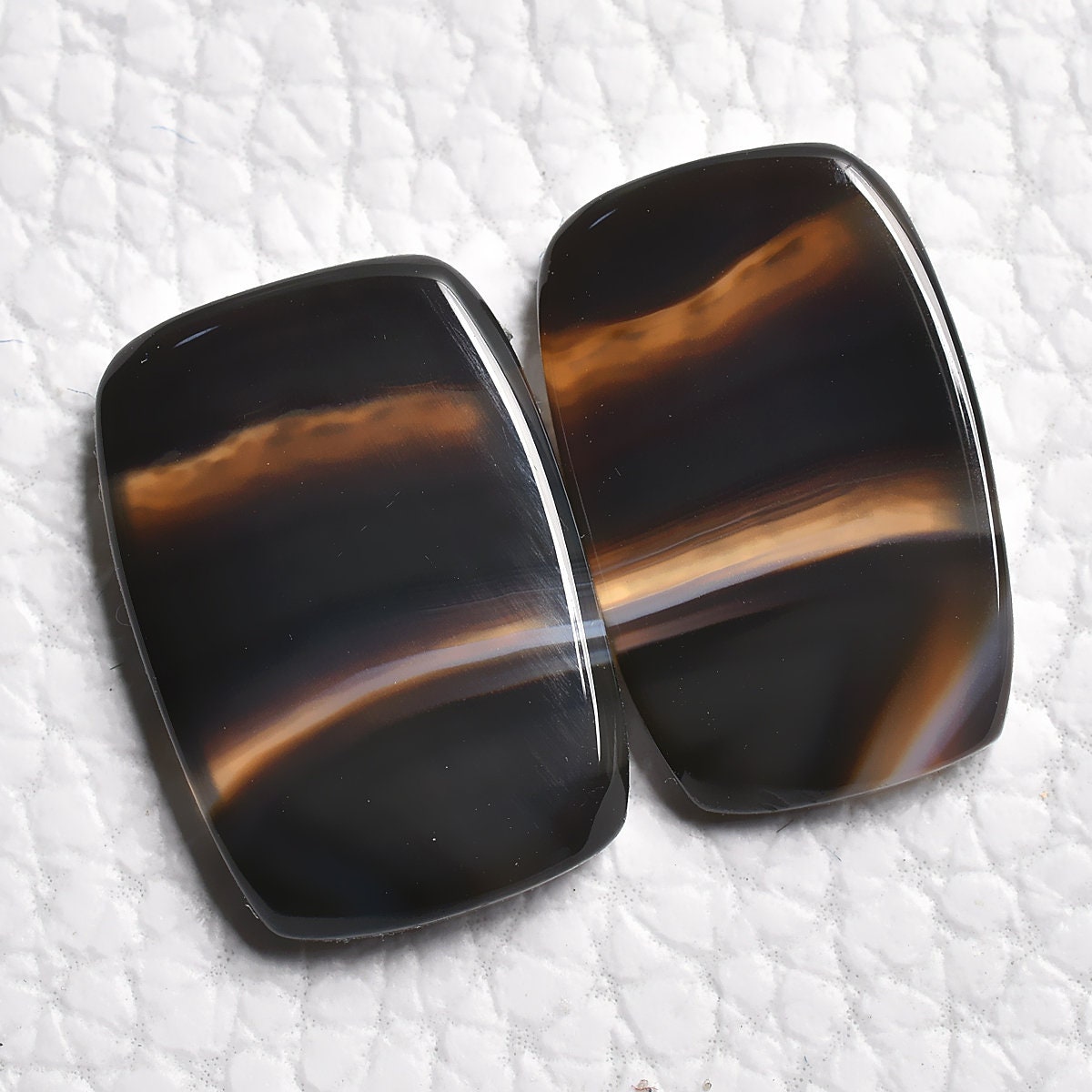Natural Black Banded Agate Matching Pair - Perfect Gemstones for Earrings